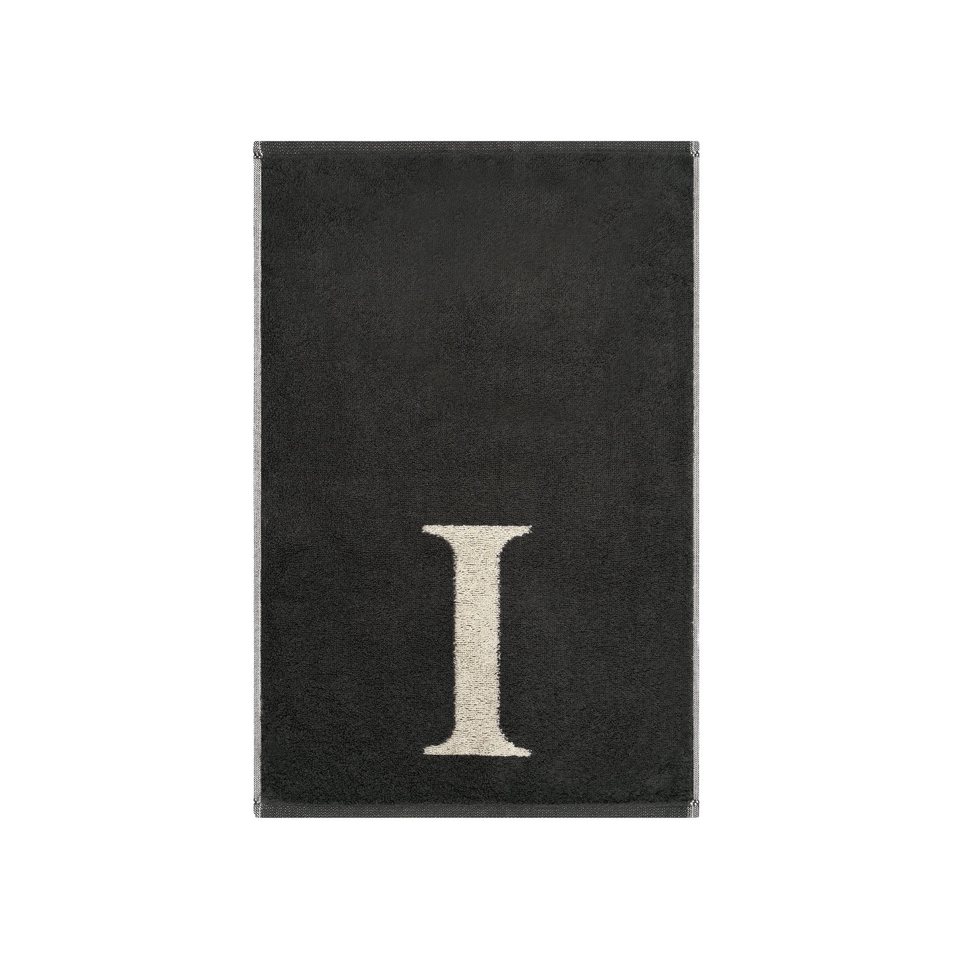 2er Set - Kleines Handtuch mit Buchstabe "I" – Natur / Dunkelgrau