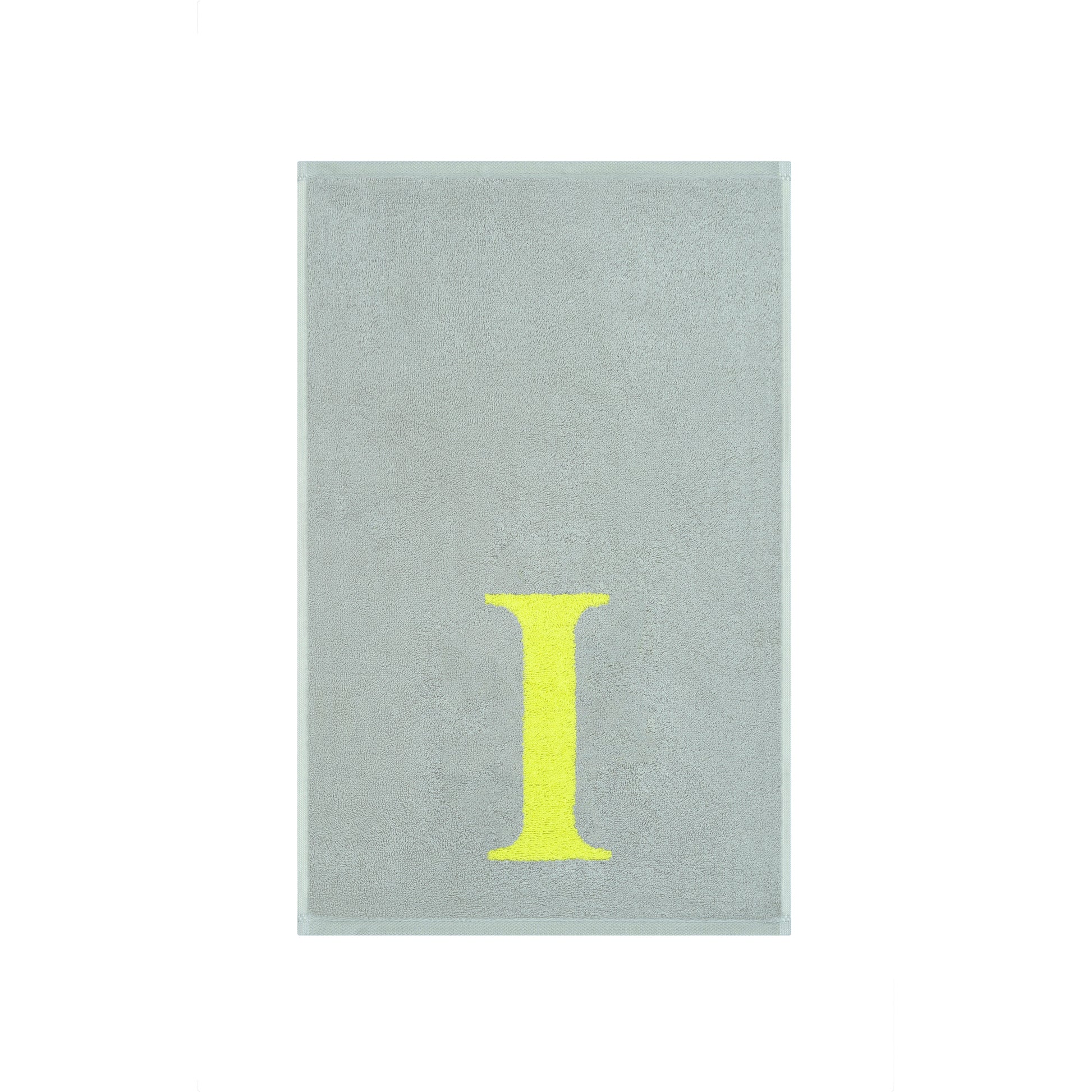 2er Set - Kleines Handtuch mit Buchstabe "I" – Silber / Lime