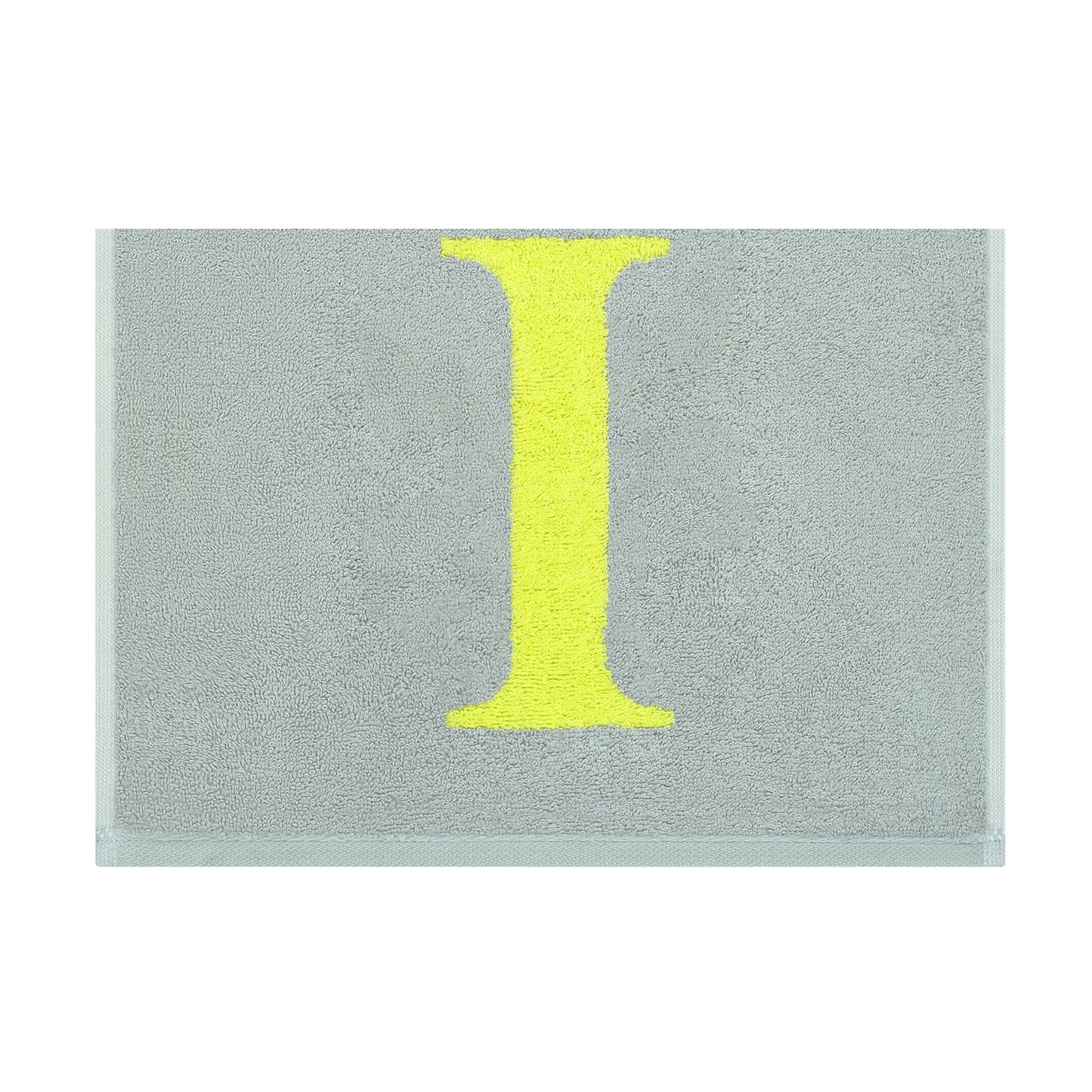 2er Set - Kleines Handtuch mit Buchstabe "I" – Silber / Lime