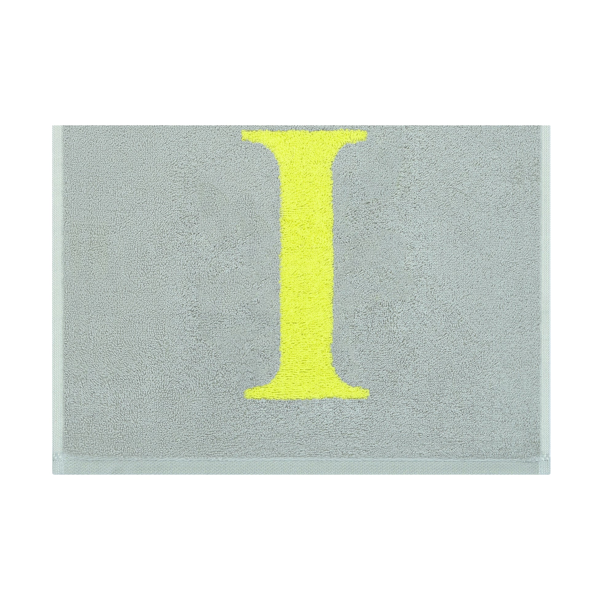 2er Set - Kleines Handtuch mit Buchstabe "I" – Silber / Lime