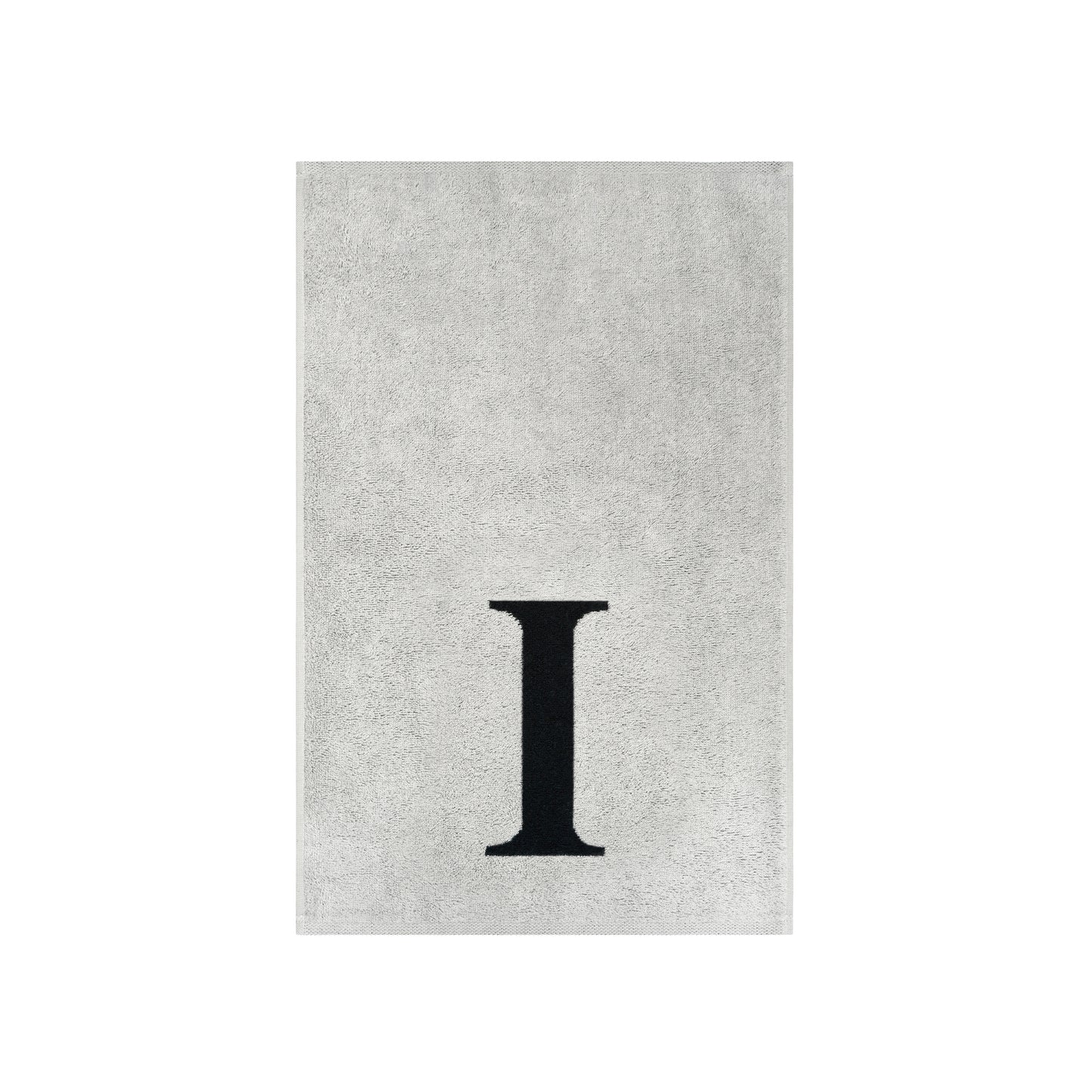 2er Set - Kleines Handtuch mit Buchstabe "I" – Silber / Schwarz