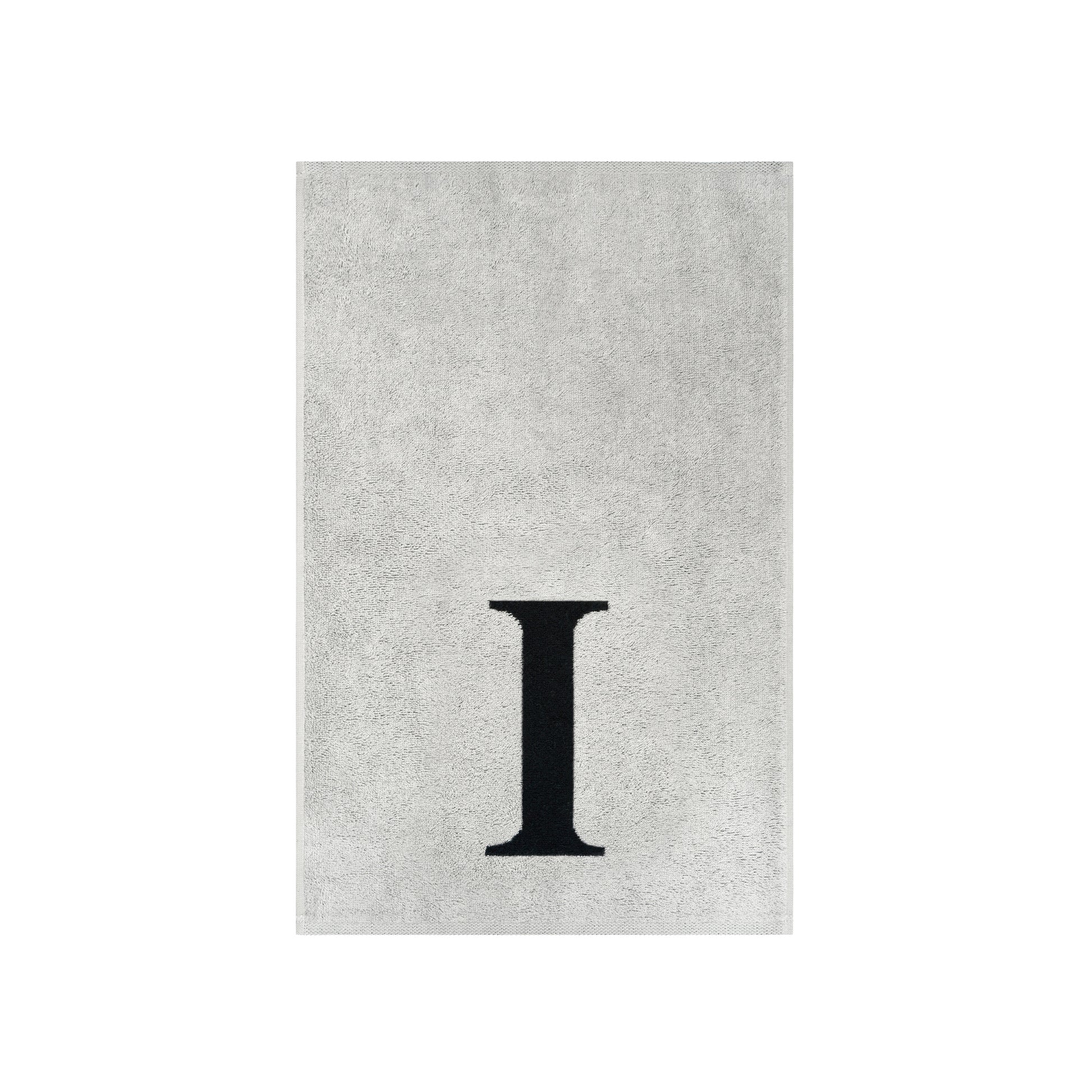 2er Set - Kleines Handtuch mit Buchstabe "I" – Silber / Schwarz