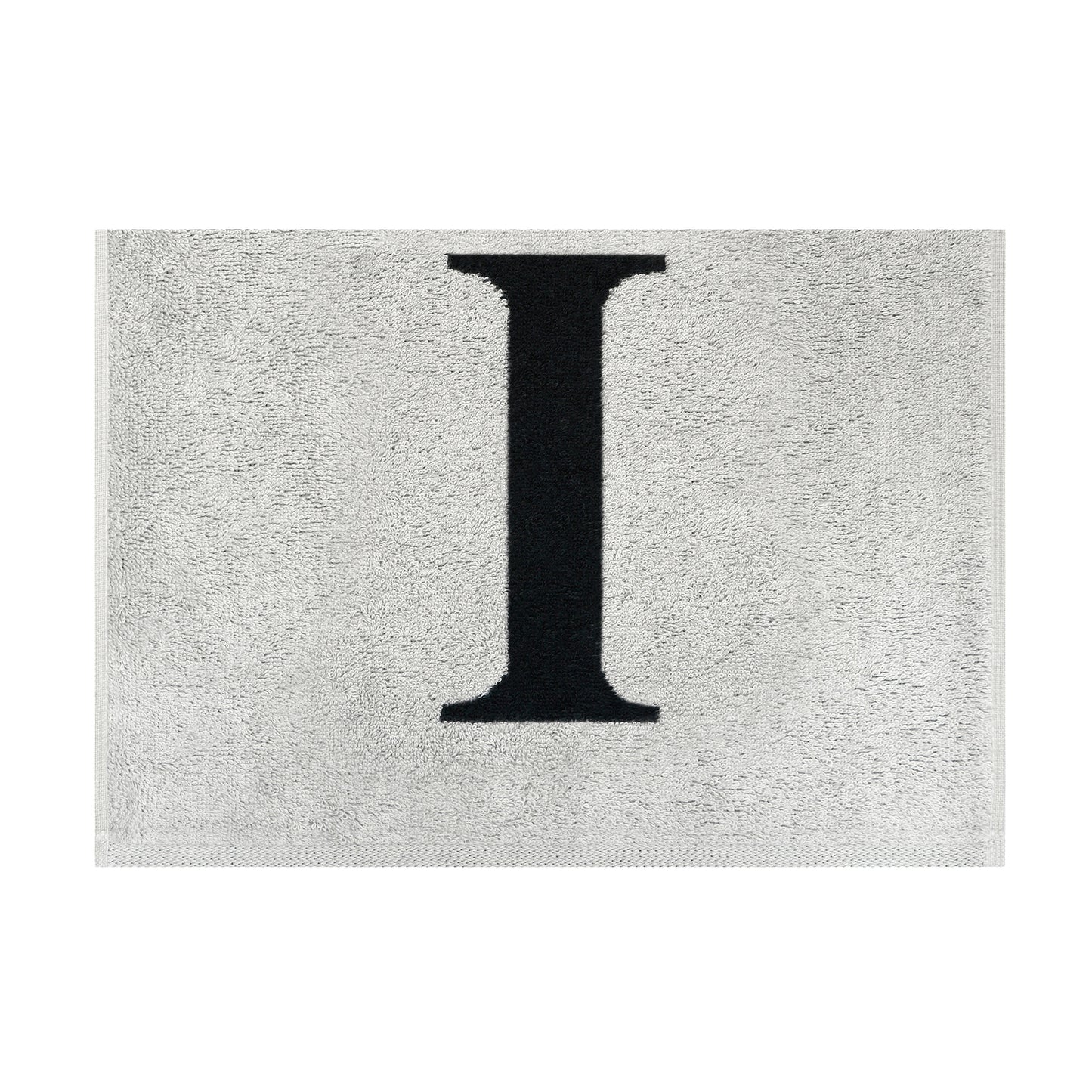 2er Set - Kleines Handtuch mit Buchstabe "I" – Silber / Schwarz