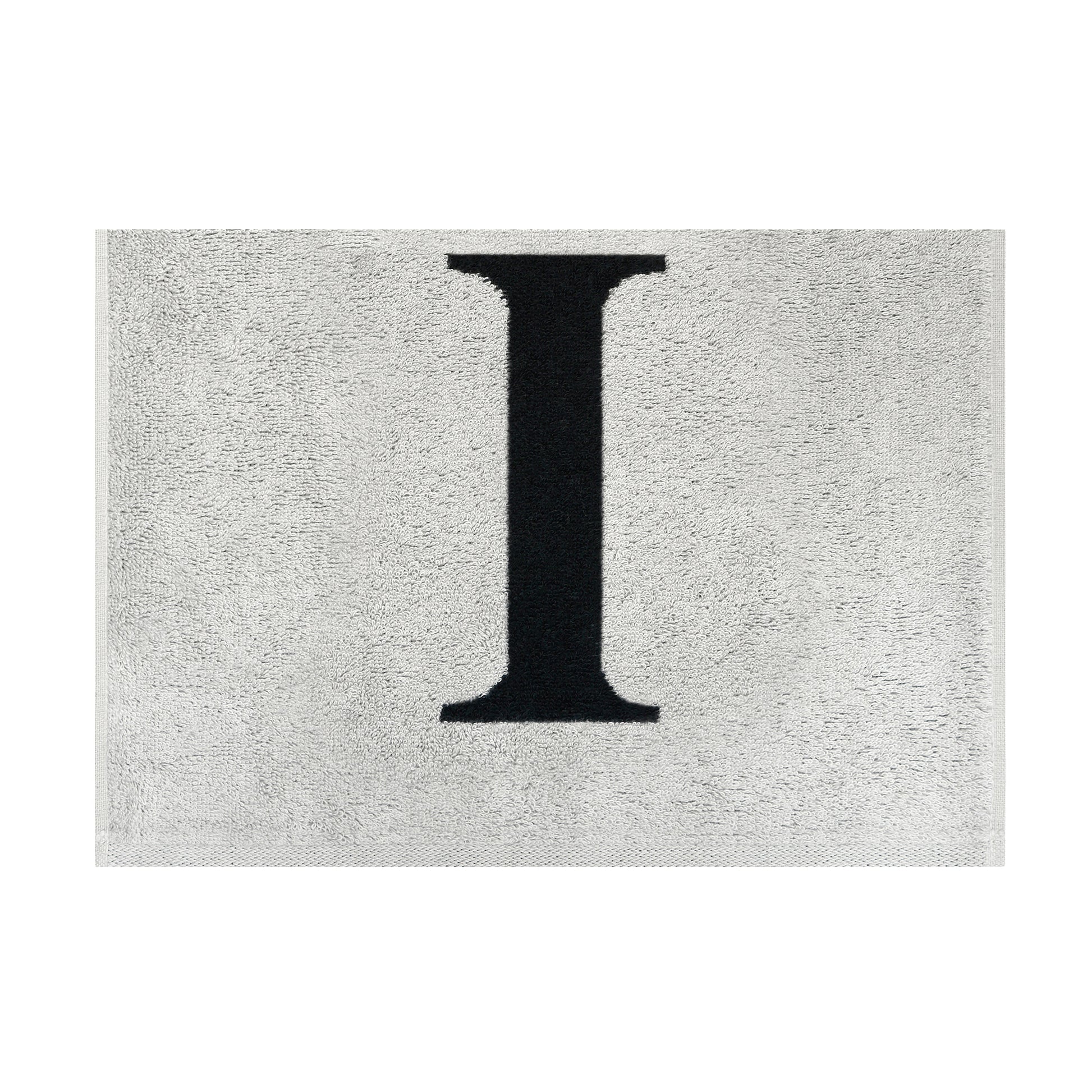 2er Set - Kleines Handtuch mit Buchstabe "I" – Silber / Schwarz