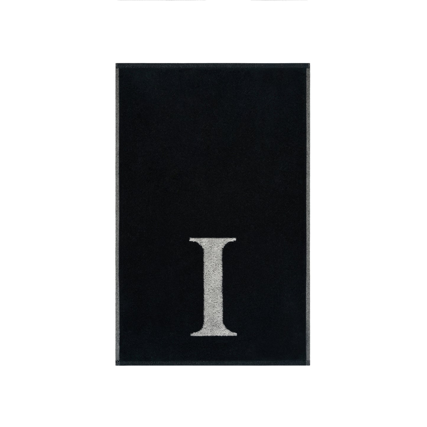 2er Set - Kleines Handtuch mit Buchstabe "I" – Silber / Schwarz