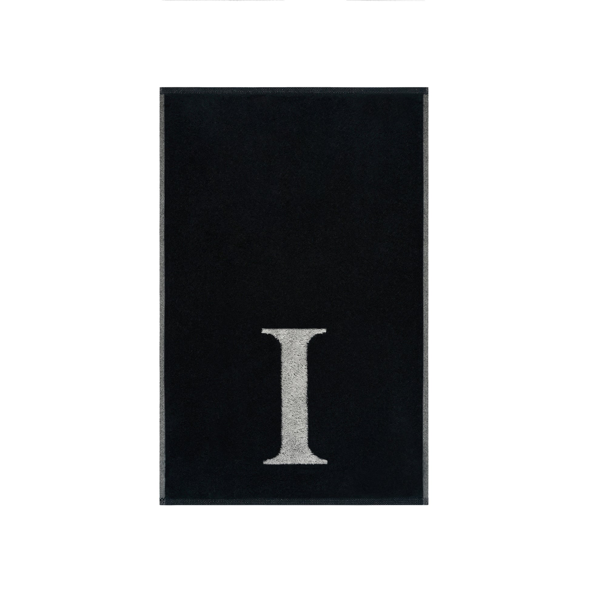 2er Set - Kleines Handtuch mit Buchstabe "I" – Silber / Schwarz