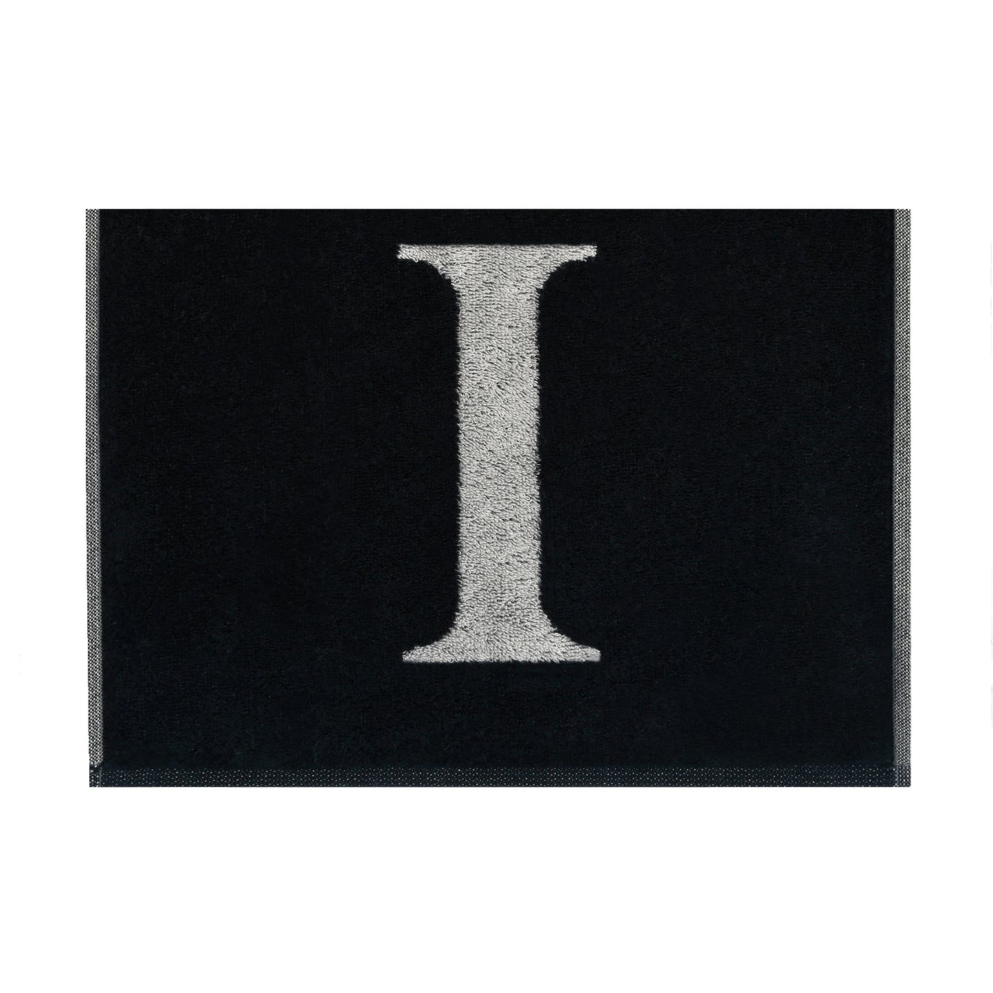 2er Set - Kleines Handtuch mit Buchstabe "I" – Silber / Schwarz