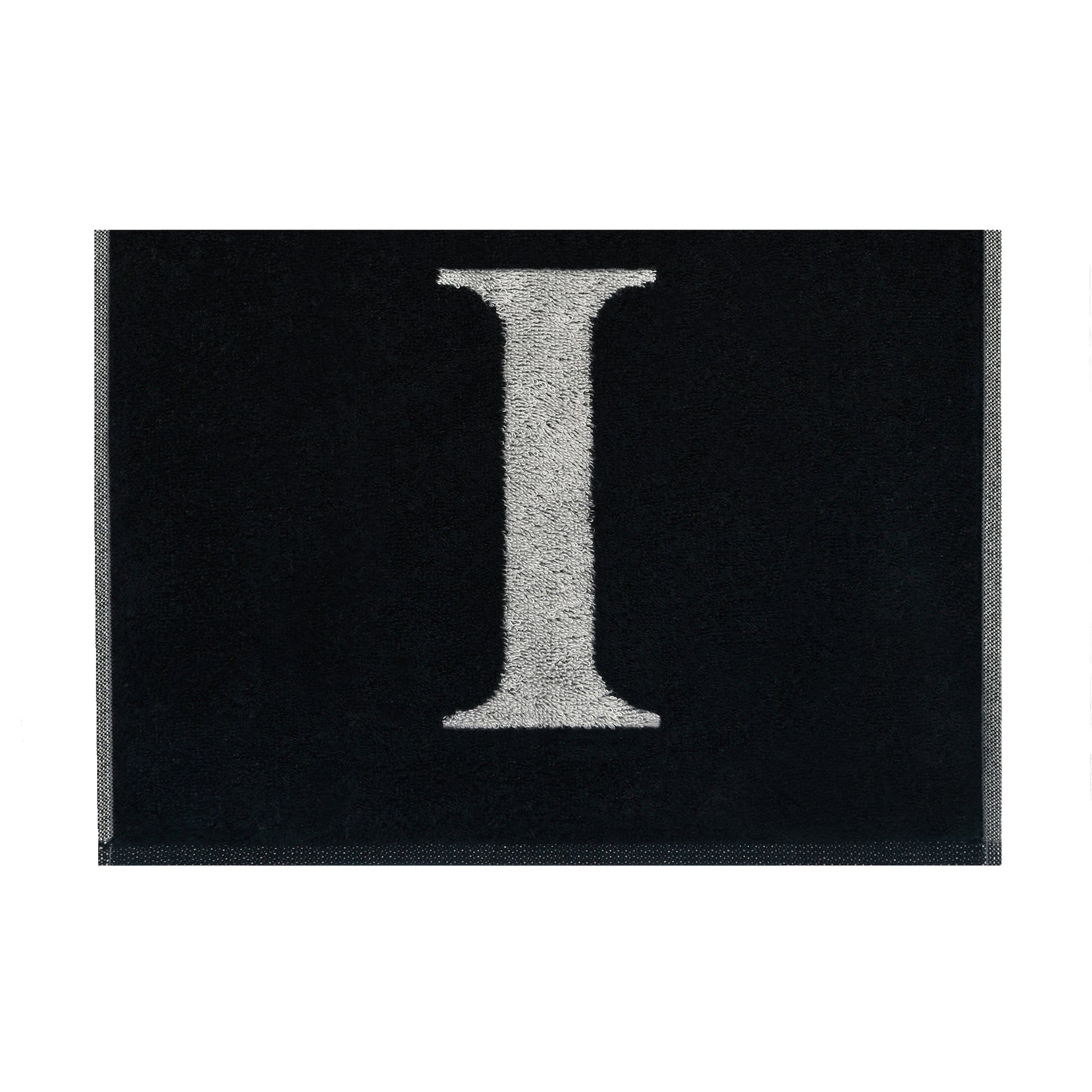 2er Set - Kleines Handtuch mit Buchstabe "I" – Silber / Schwarz