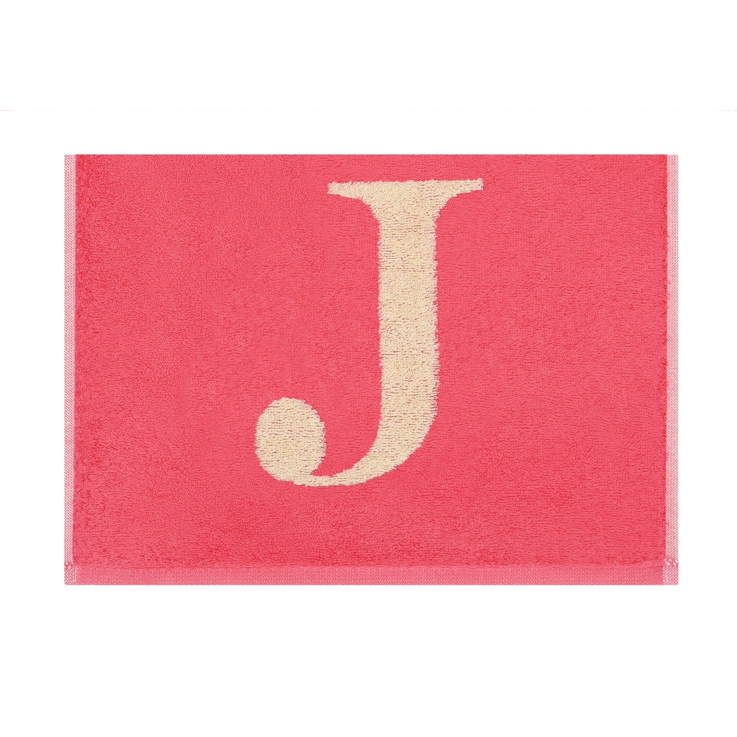 2er Set - Kleines Handtuch mit Buchstabe "J" – Natur / Pink / Orange