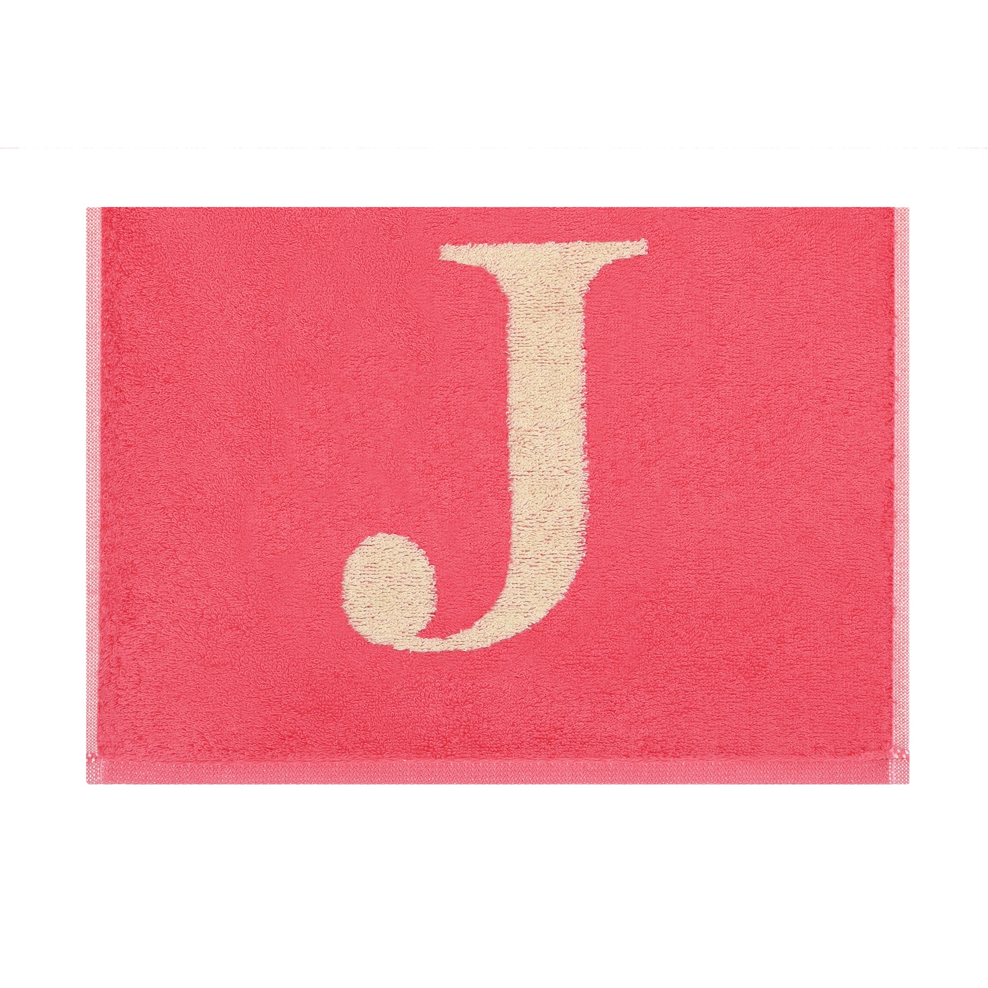 2er Set - Kleines Handtuch mit Buchstabe "J" – Natur / Pink / Orange