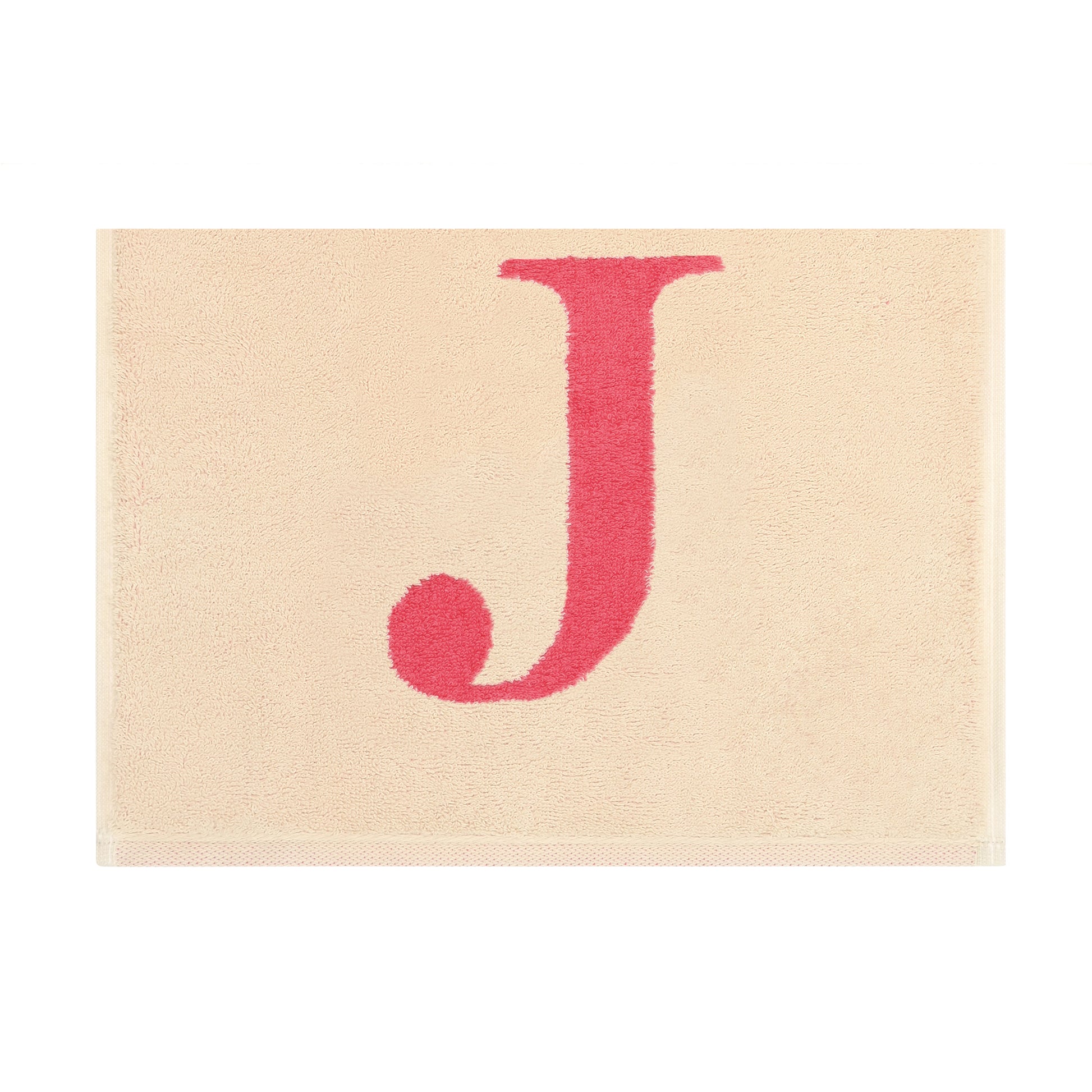 2er Set - Kleines Handtuch mit Buchstabe "J" – Natur / Pink / Orange