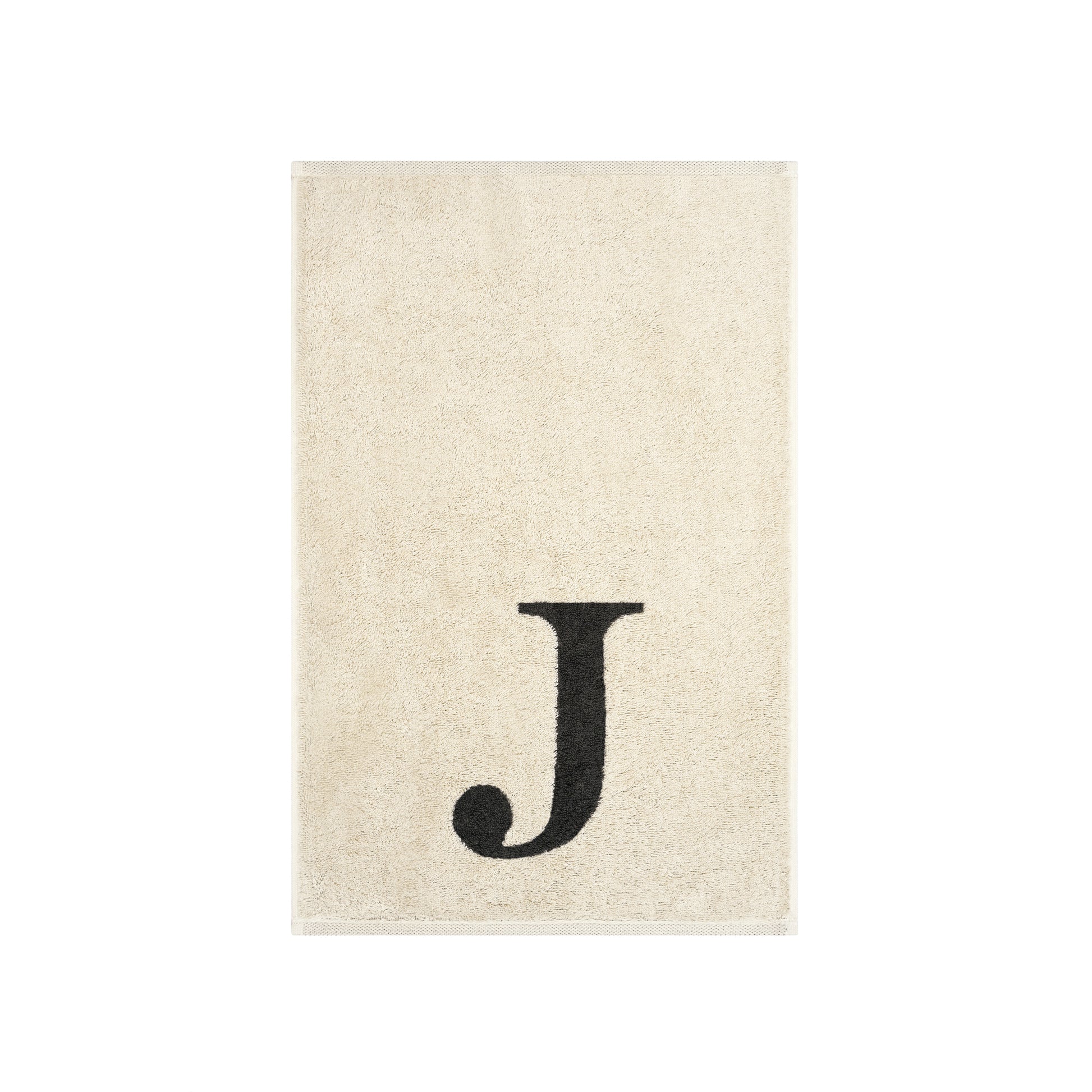 2er Set - Kleines Handtuch mit Buchstabe "J" – Natur / Dunkelgrau
