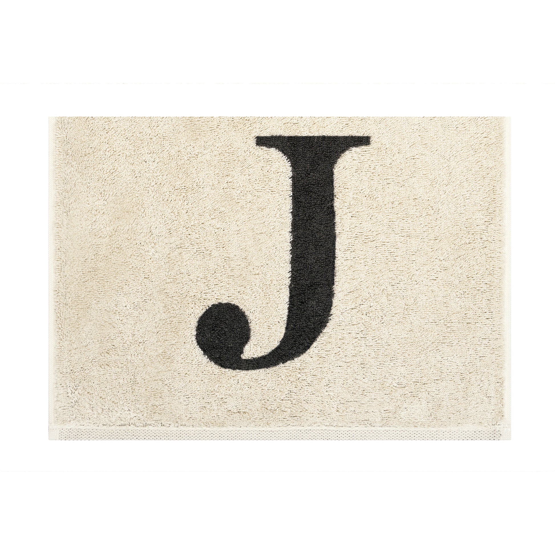 2er Set - Kleines Handtuch mit Buchstabe "J" – Natur / Dunkelgrau