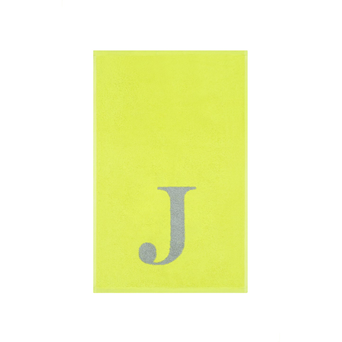 2er Set - Kleines Handtuch mit Buchstabe "J" – Silber / Lime