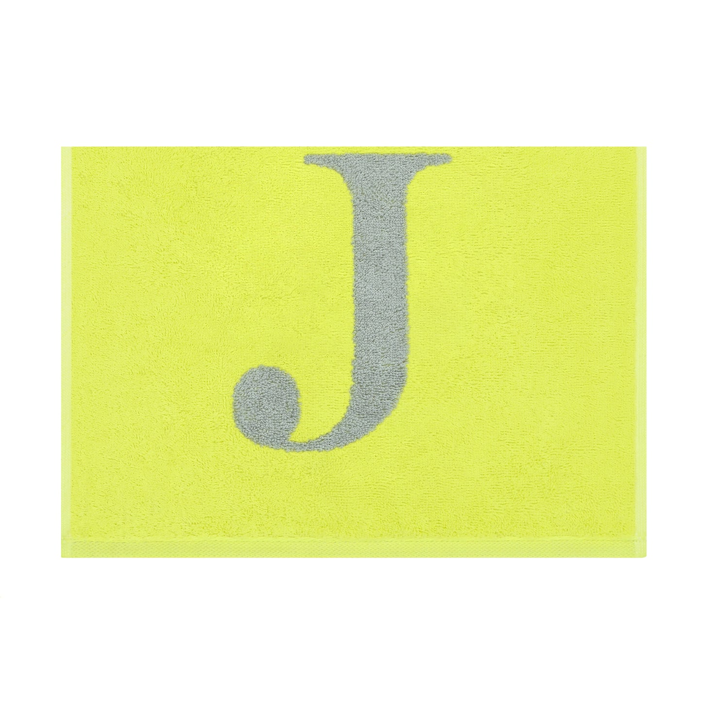 2er Set - Kleines Handtuch mit Buchstabe "J" – Silber / Lime