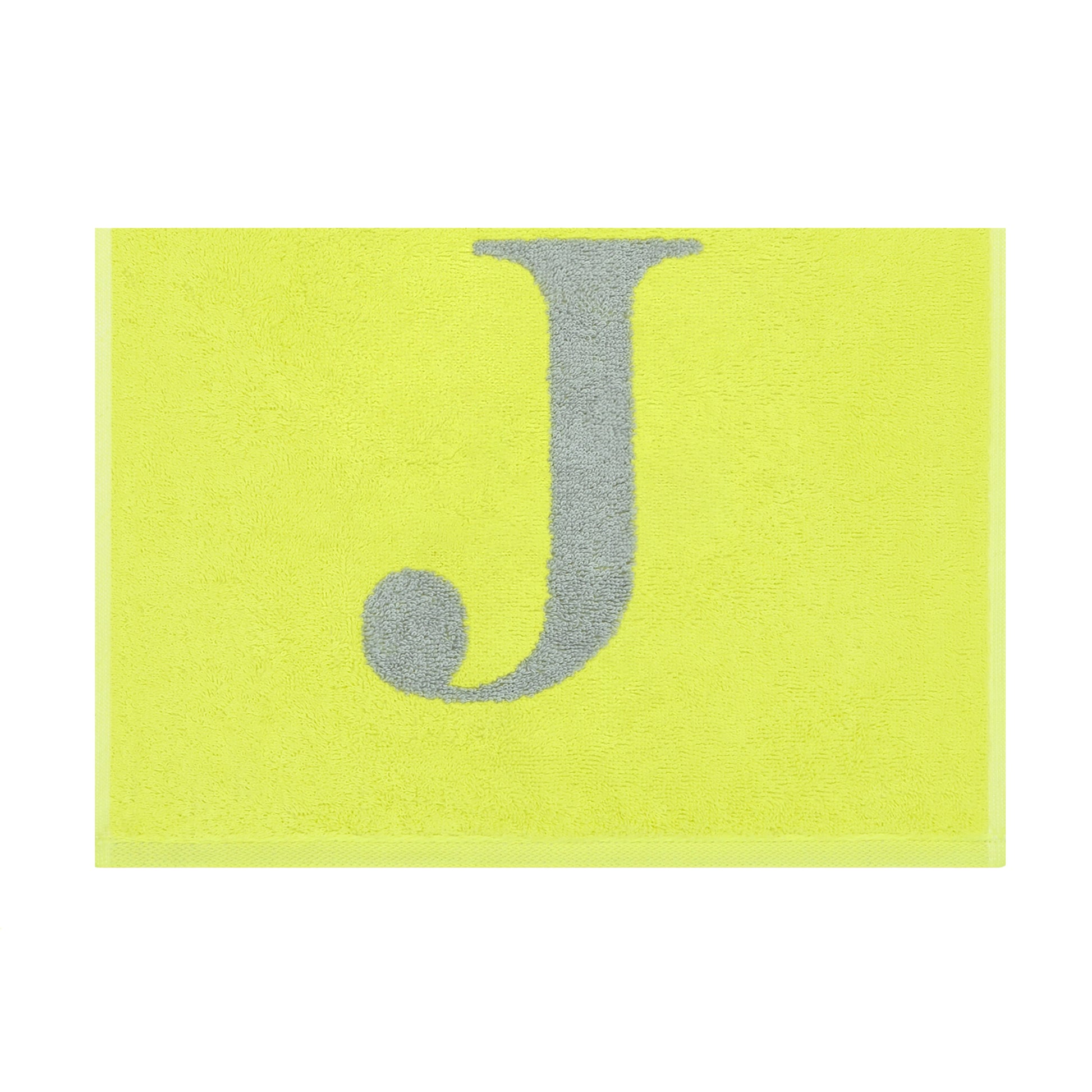 2er Set - Kleines Handtuch mit Buchstabe "J" – Silber / Lime