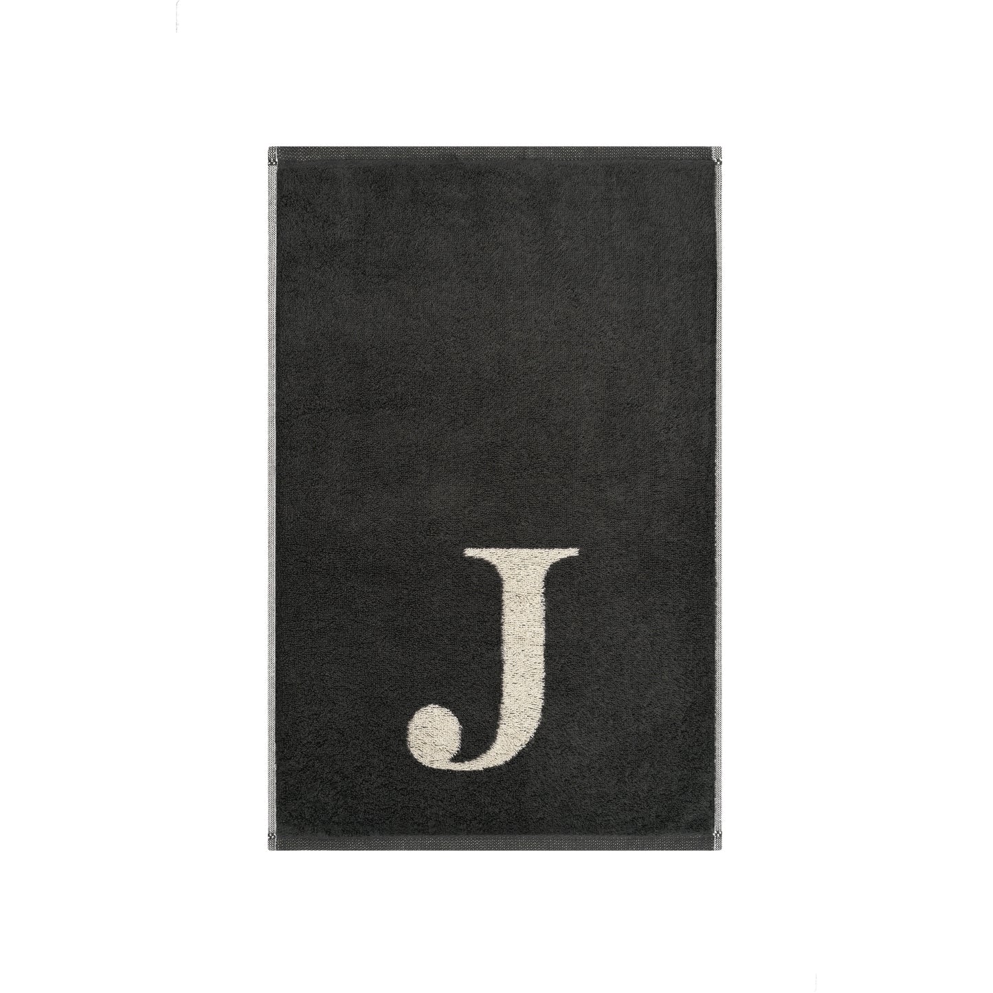 2er Set - Kleines Handtuch mit Buchstabe "J" – Natur / Dunkelgrau