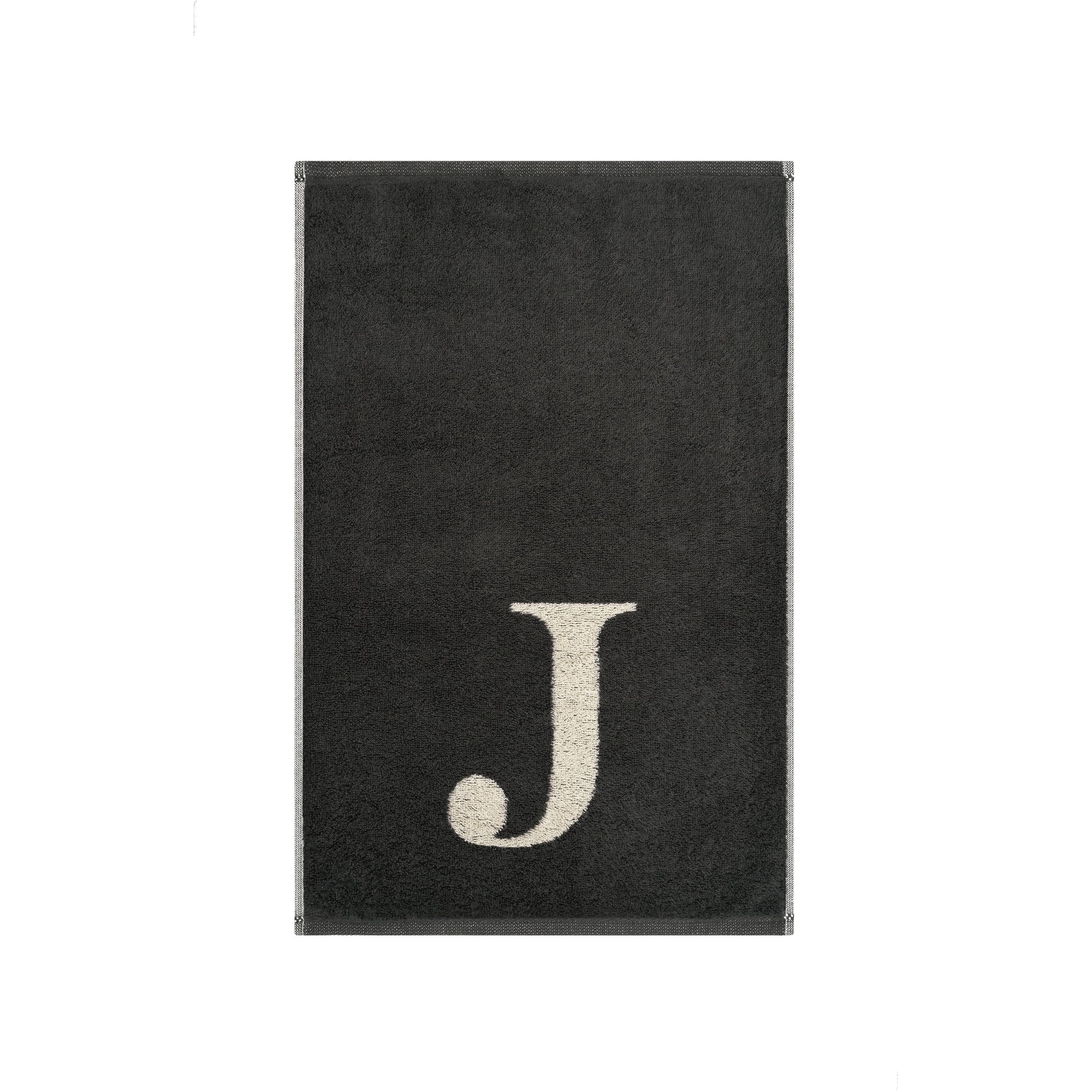 2er Set - Kleines Handtuch mit Buchstabe "J" – Natur / Dunkelgrau