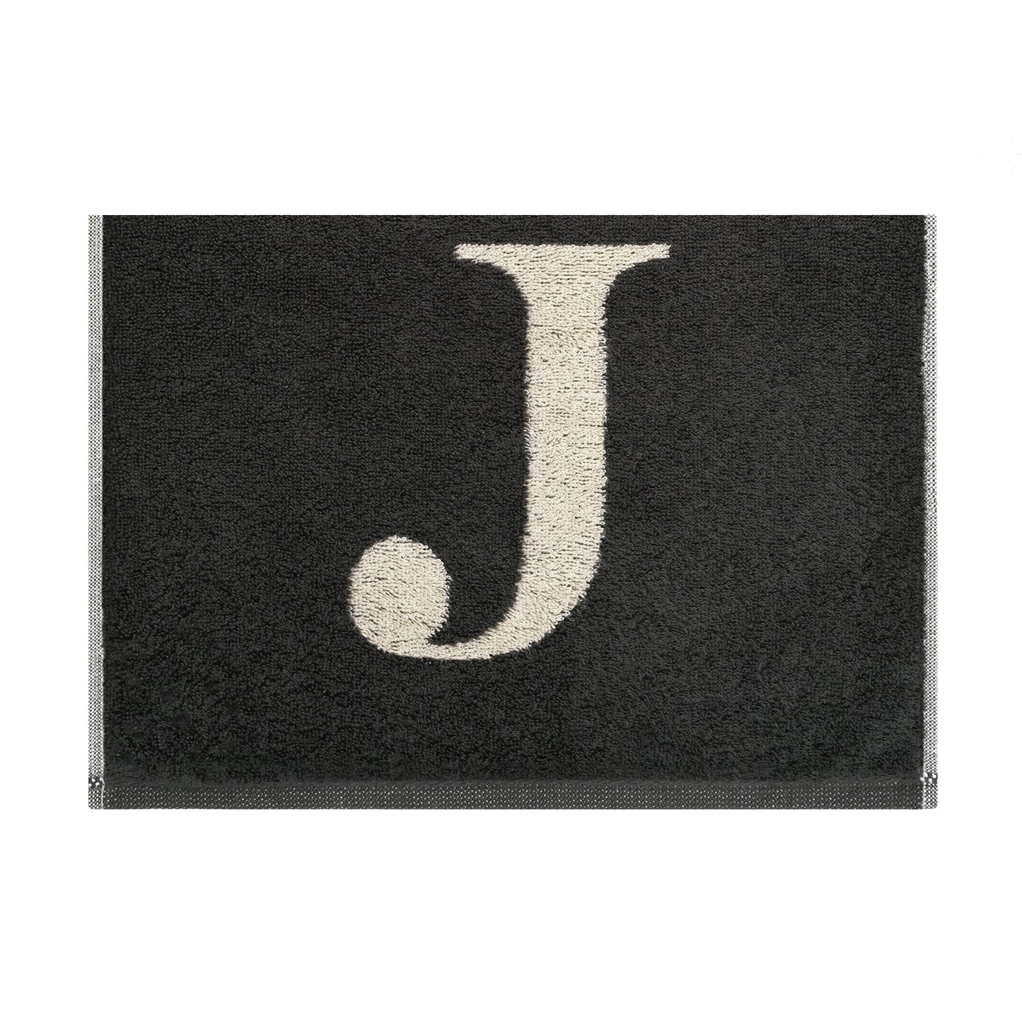 2er Set - Kleines Handtuch mit Buchstabe "J" – Natur / Dunkelgrau