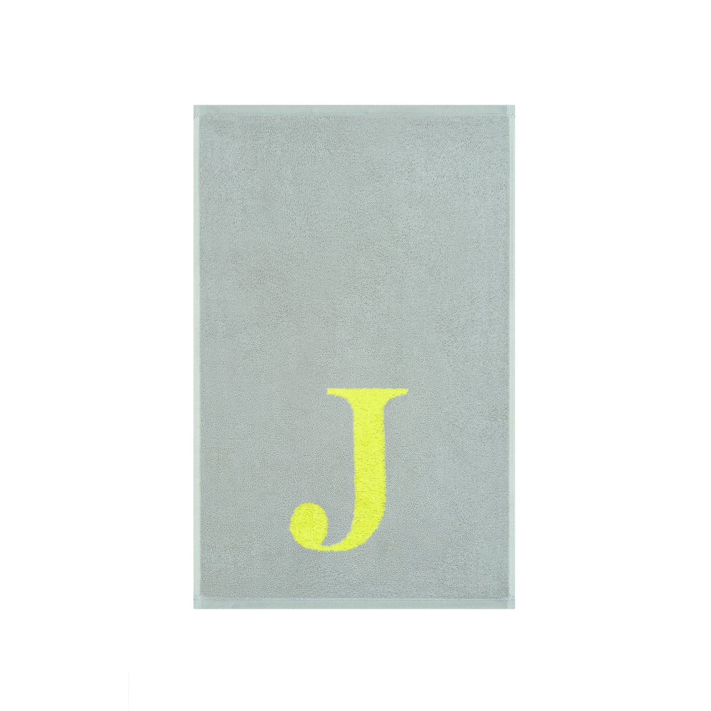 2er Set - Kleines Handtuch mit Buchstabe "J" – Silber / Lime