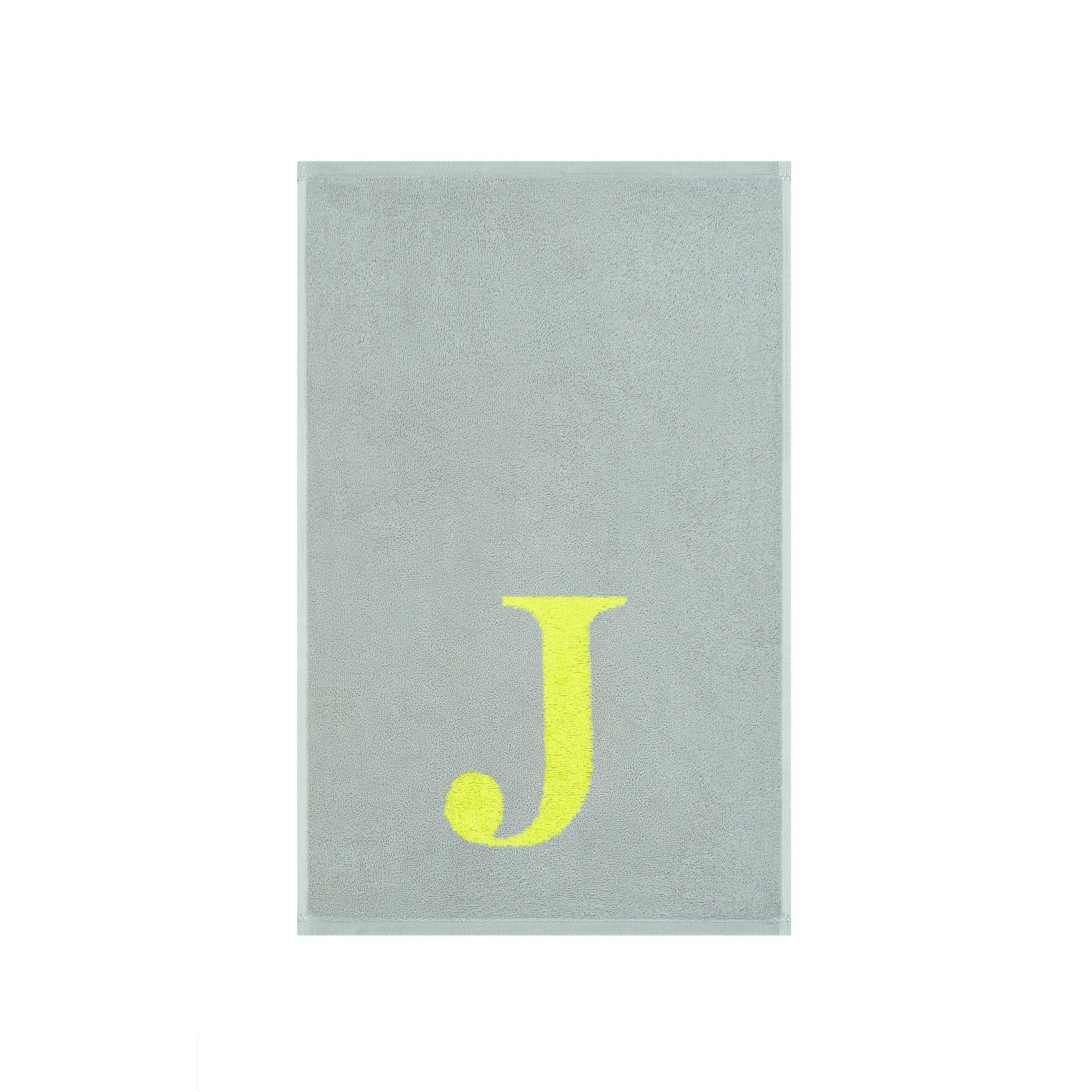 2er Set - Kleines Handtuch mit Buchstabe "J" – Silber / Lime