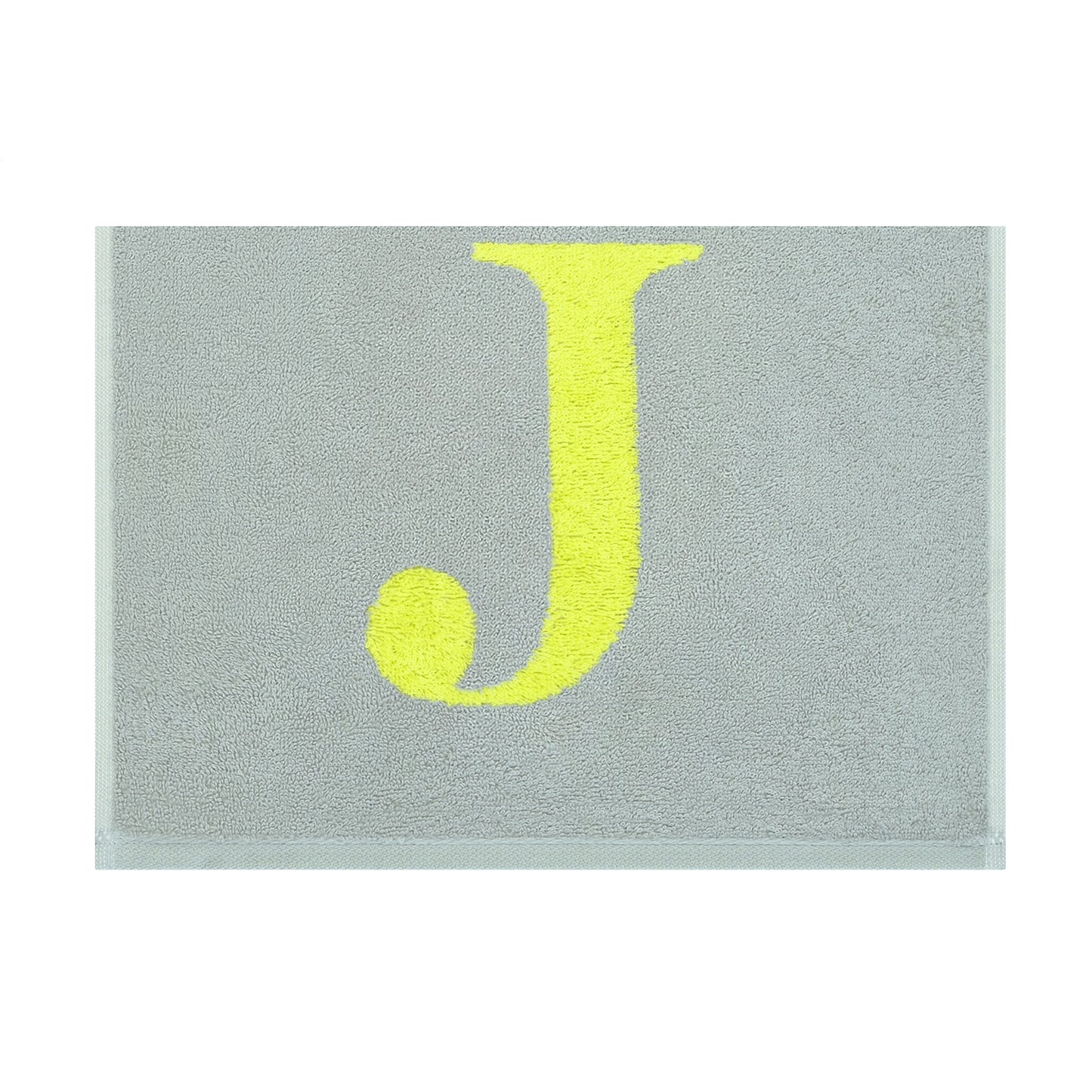 2er Set - Kleines Handtuch mit Buchstabe "J" – Silber / Lime