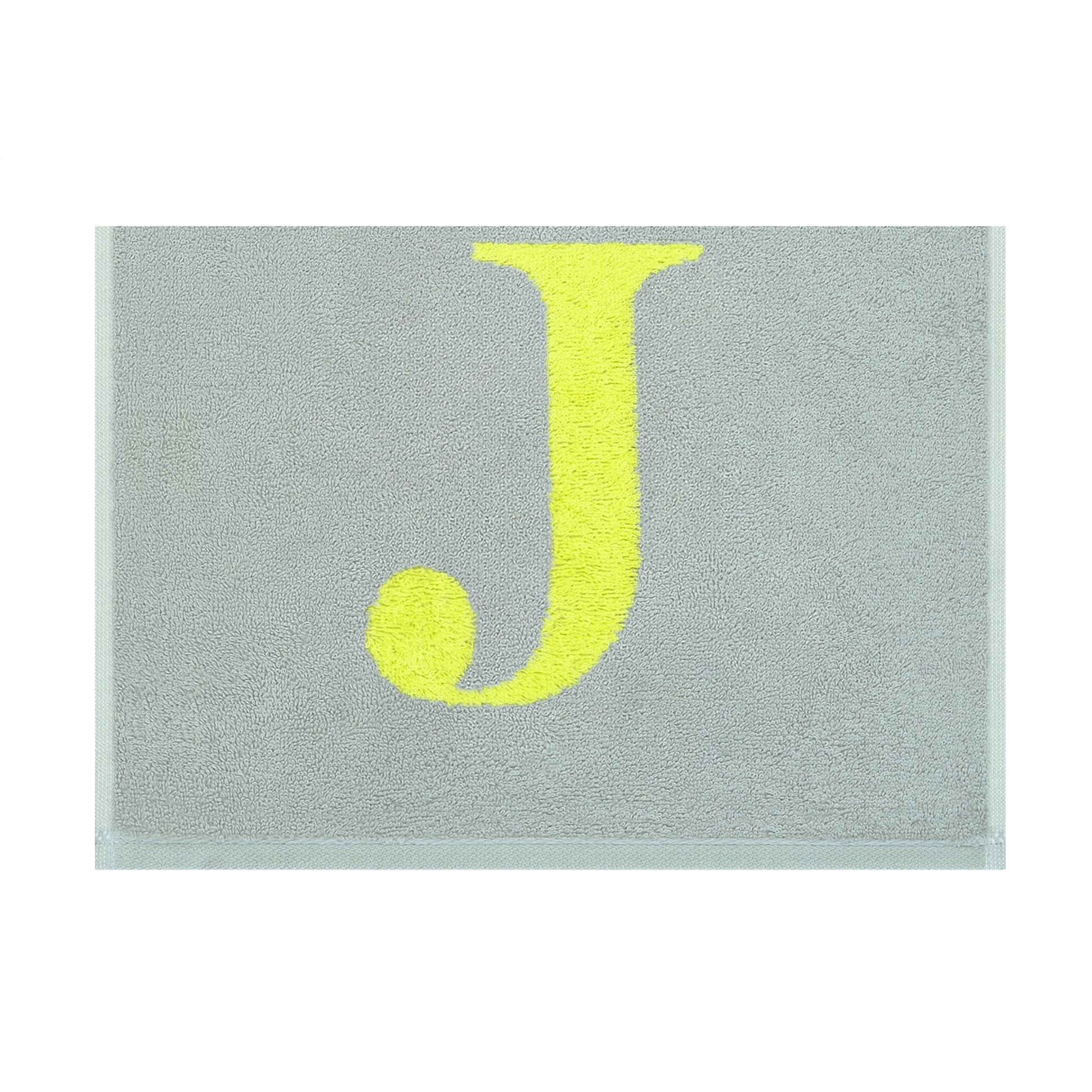 2er Set - Kleines Handtuch mit Buchstabe "J" – Silber / Lime
