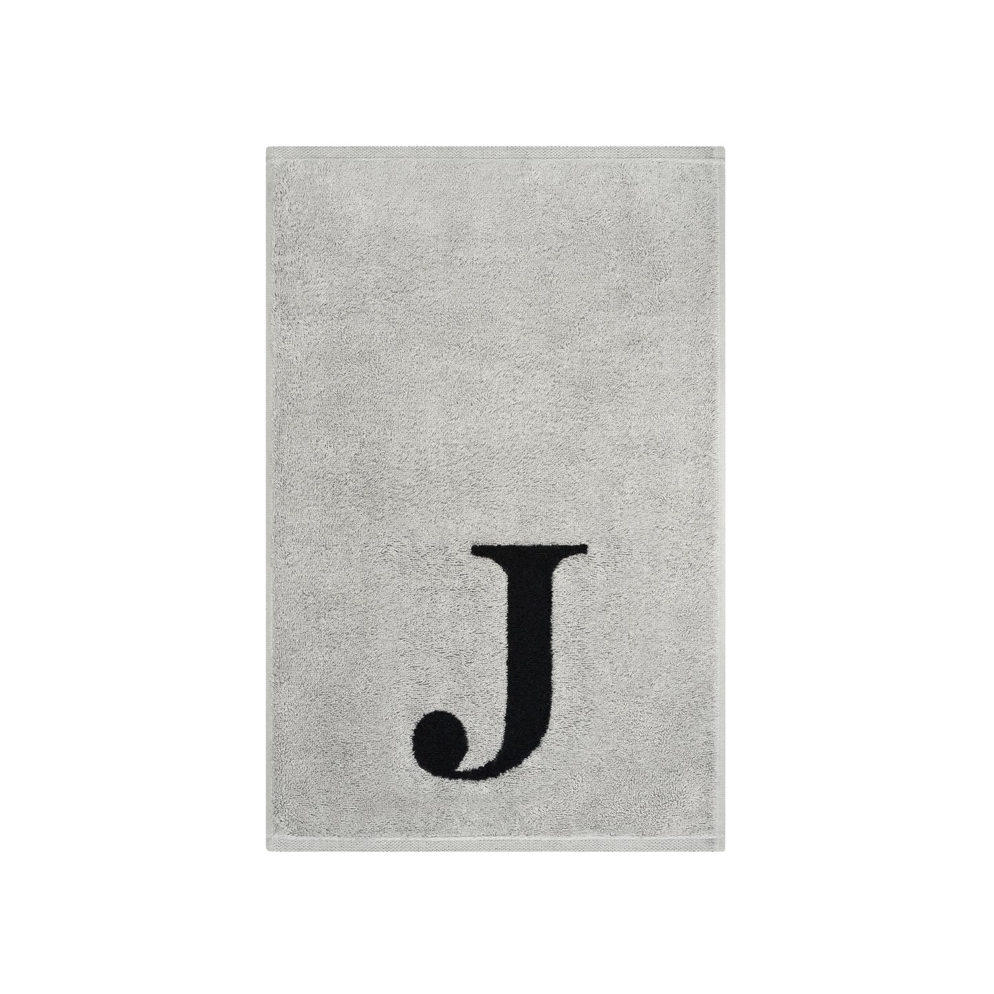 2er Set - Kleines Handtuch mit Buchstabe "J" – Silber / Schwarz