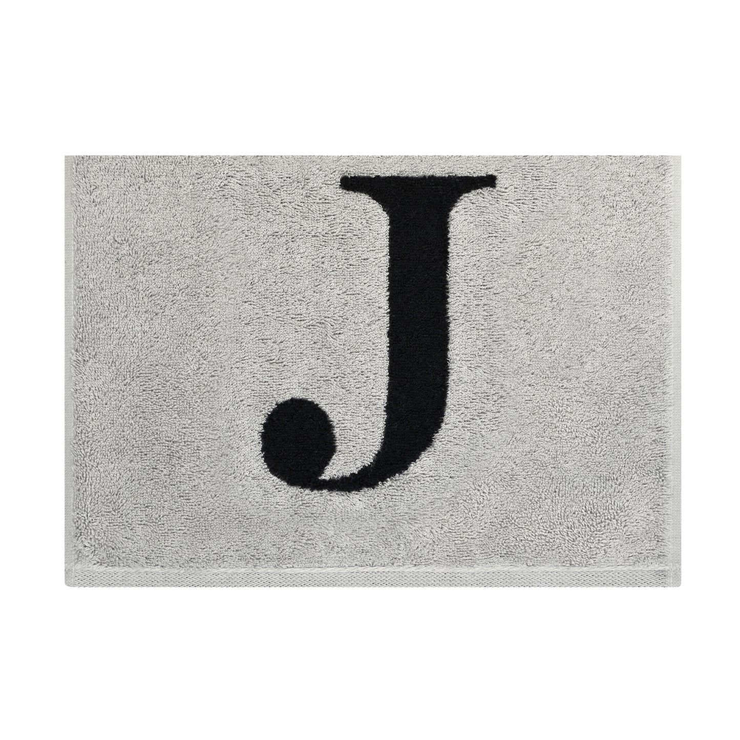 2er Set - Kleines Handtuch mit Buchstabe "J" – Silber / Schwarz