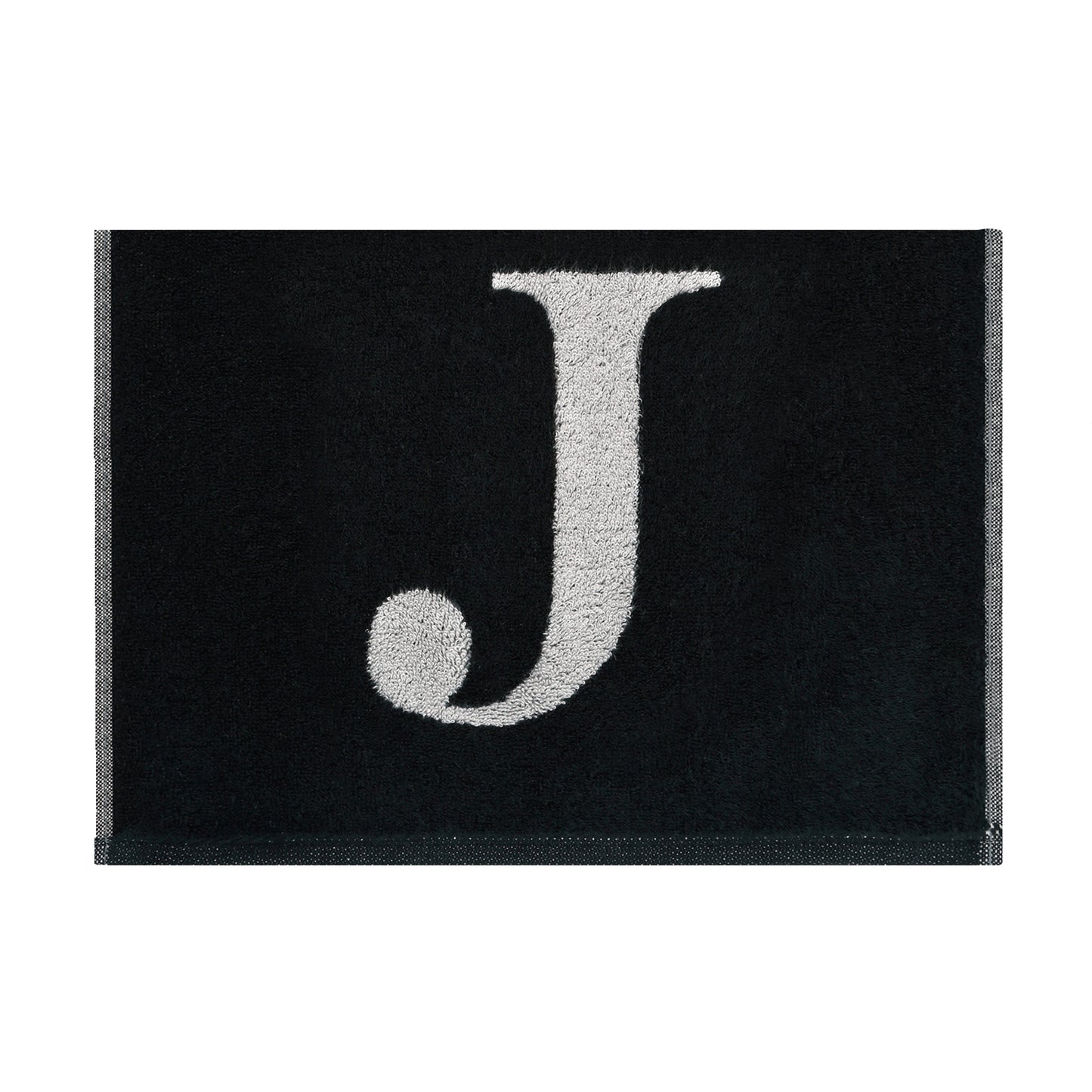 2er Set - Kleines Handtuch mit Buchstabe "J" – Silber / Schwarz