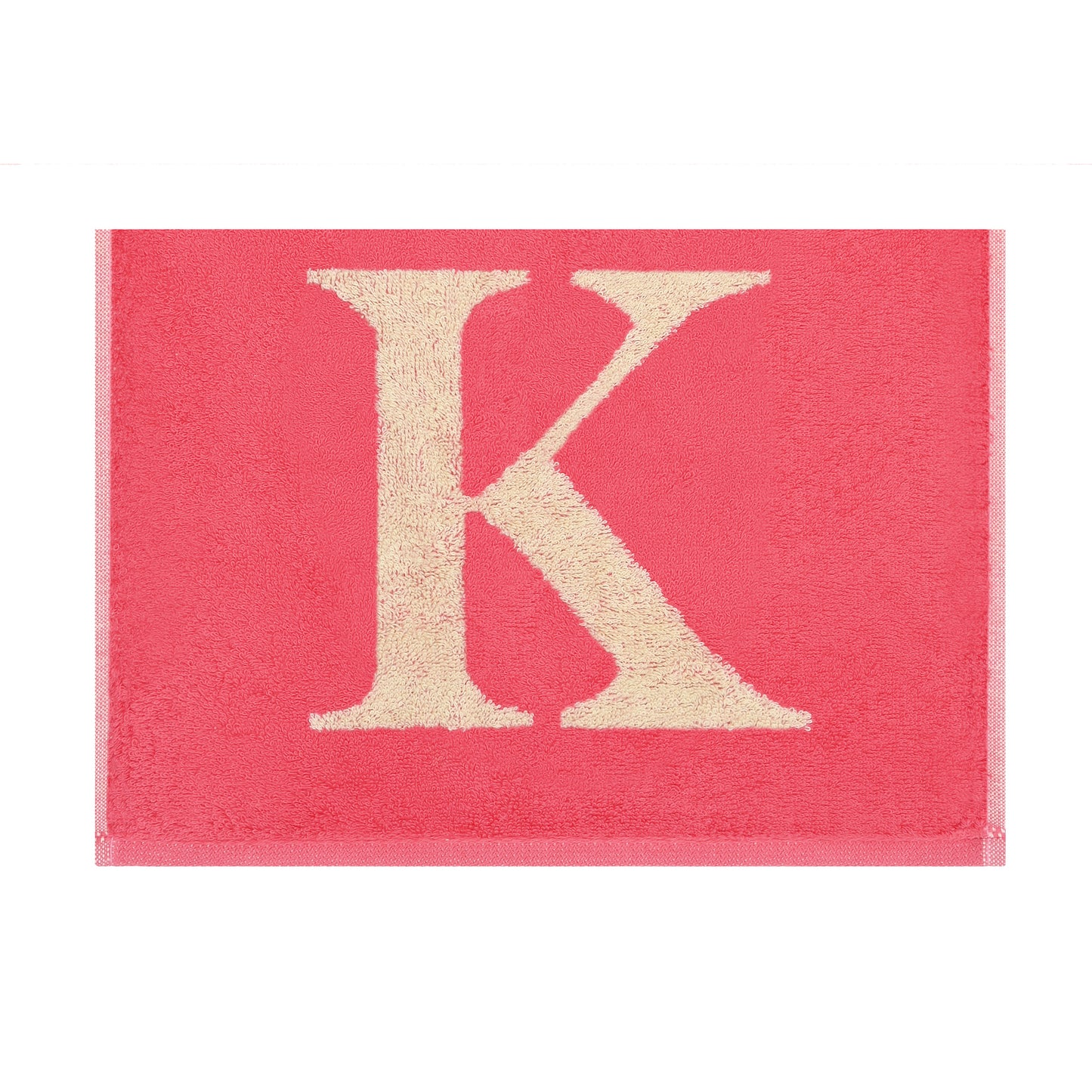 2er Set - Kleines Handtuch mit Buchstabe "K" – Natur / Pink / Orange