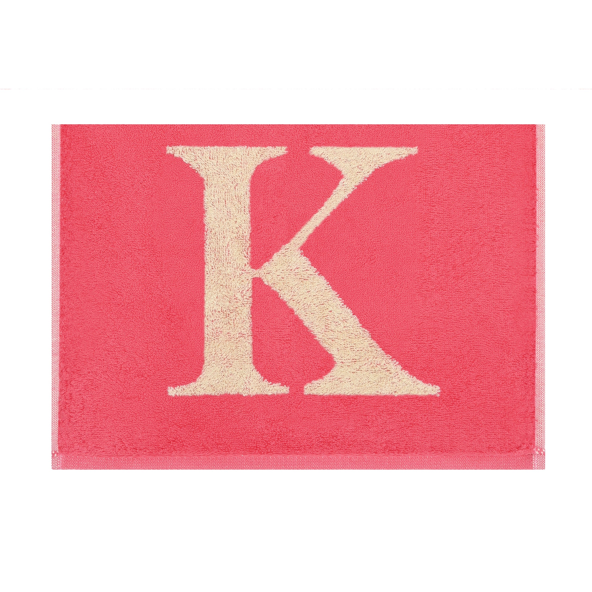2er Set - Kleines Handtuch mit Buchstabe "K" – Natur / Pink / Orange