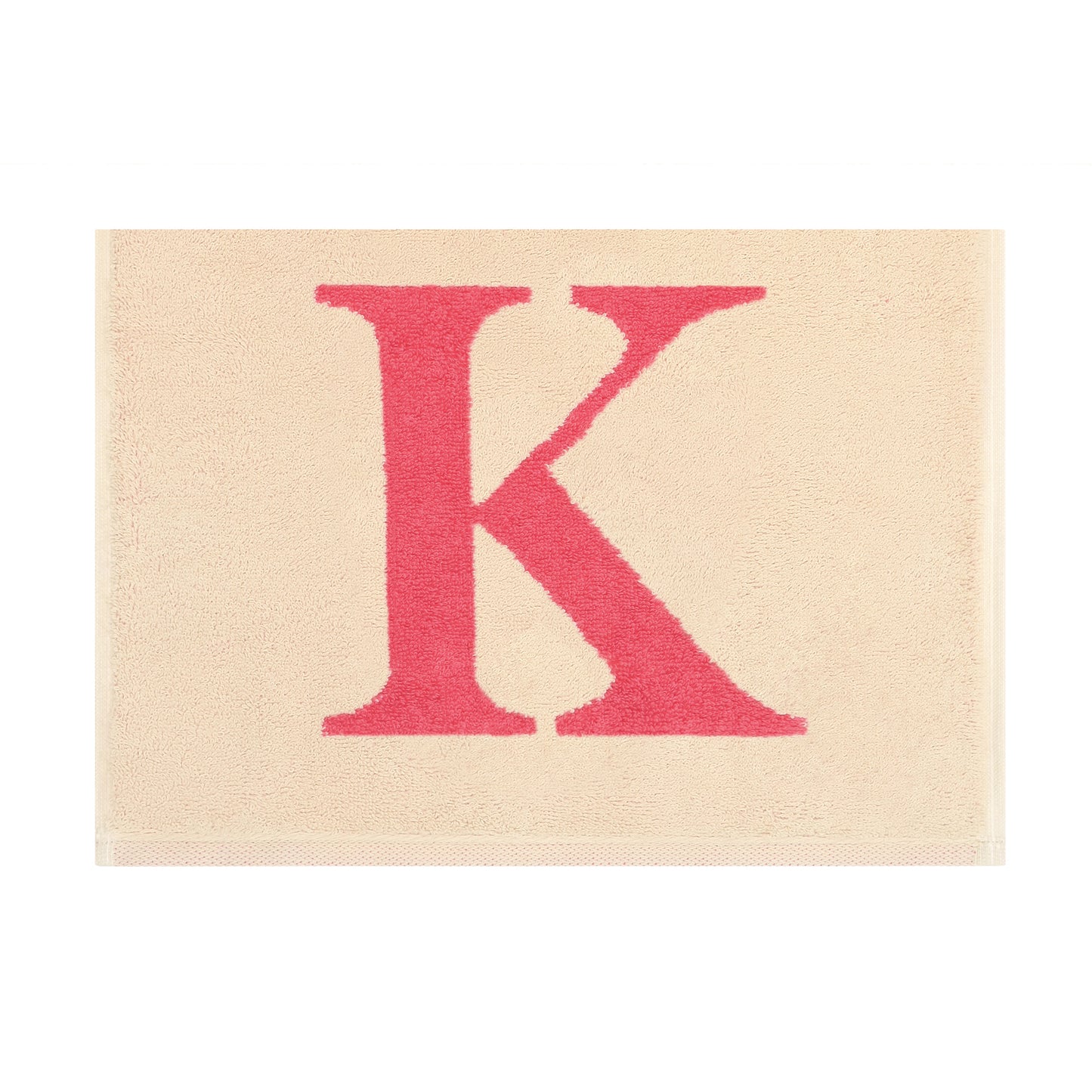 2er Set - Kleines Handtuch mit Buchstabe "K" – Natur / Pink / Orange