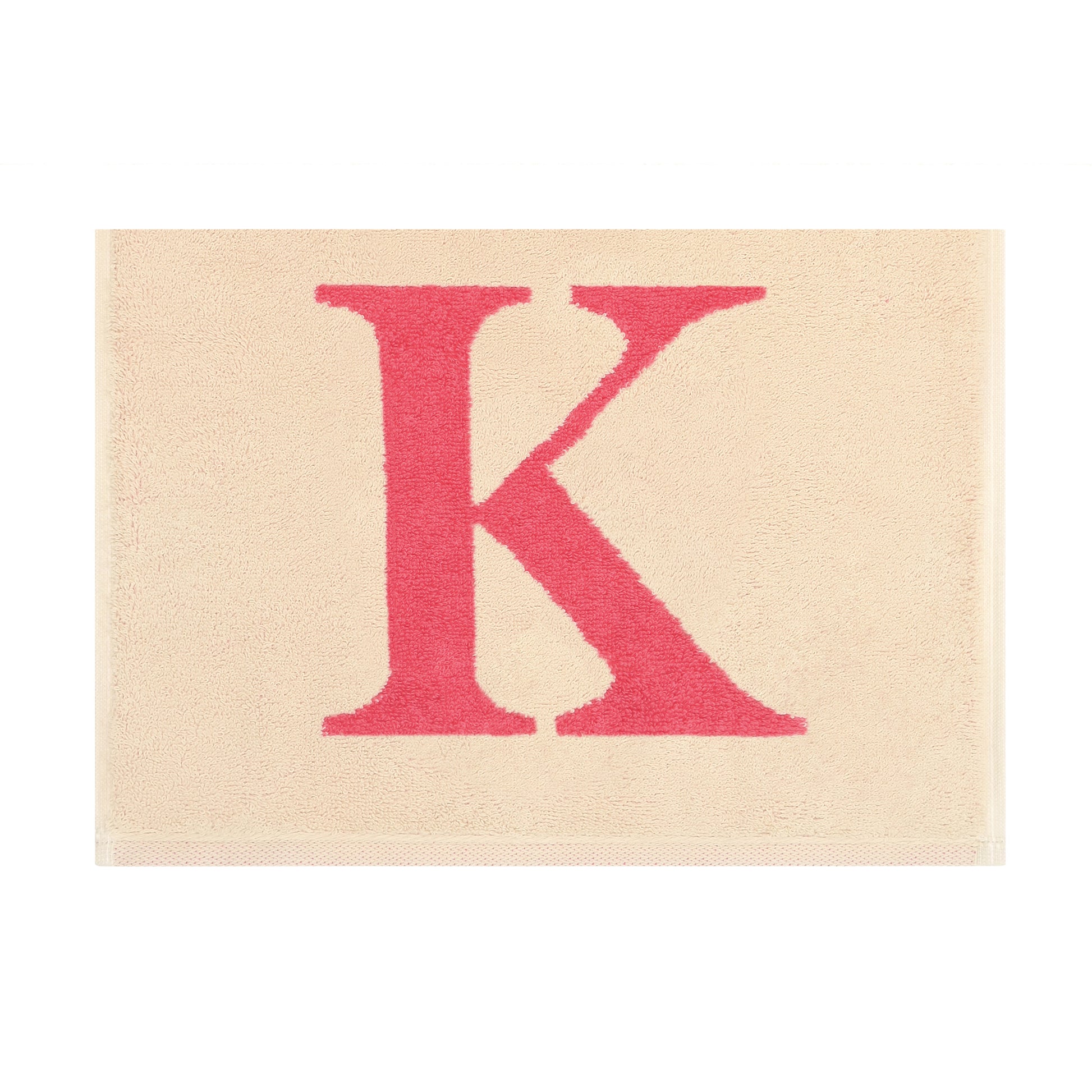 2er Set - Kleines Handtuch mit Buchstabe "K" – Natur / Pink / Orange