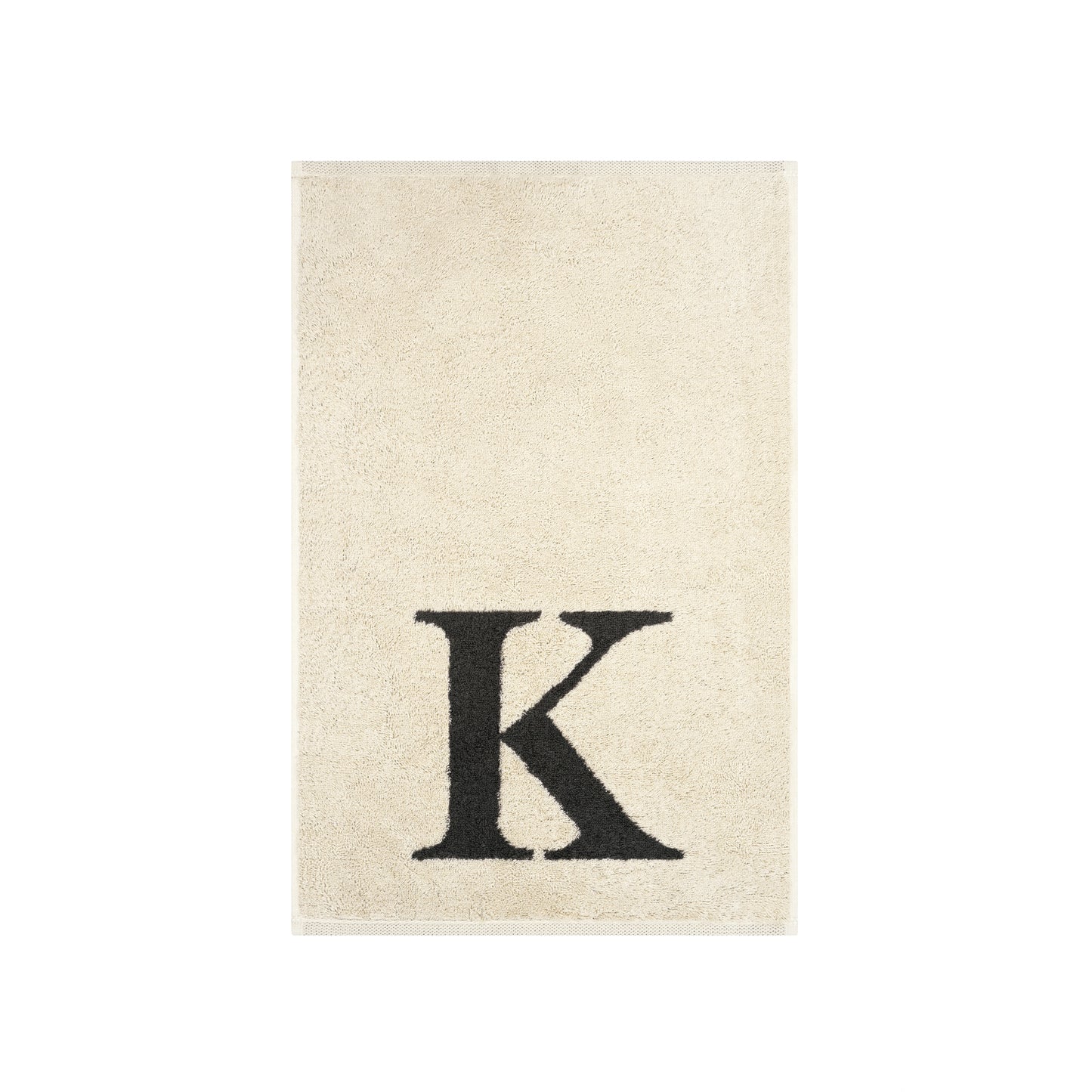 2er Set - Kleines Handtuch mit Buchstabe "K" – Natur / Dunkelgrau