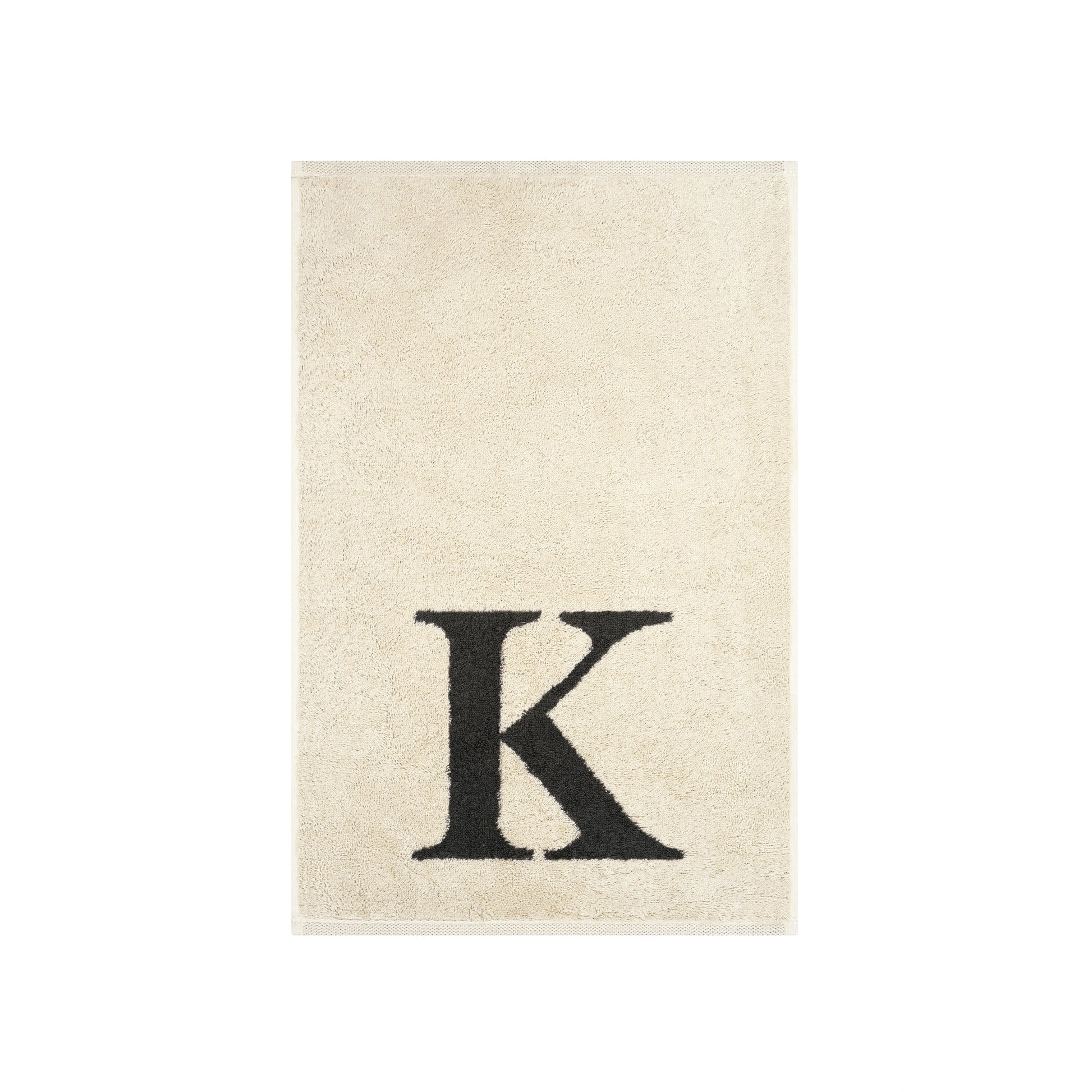 2er Set - Kleines Handtuch mit Buchstabe "K" – Natur / Dunkelgrau