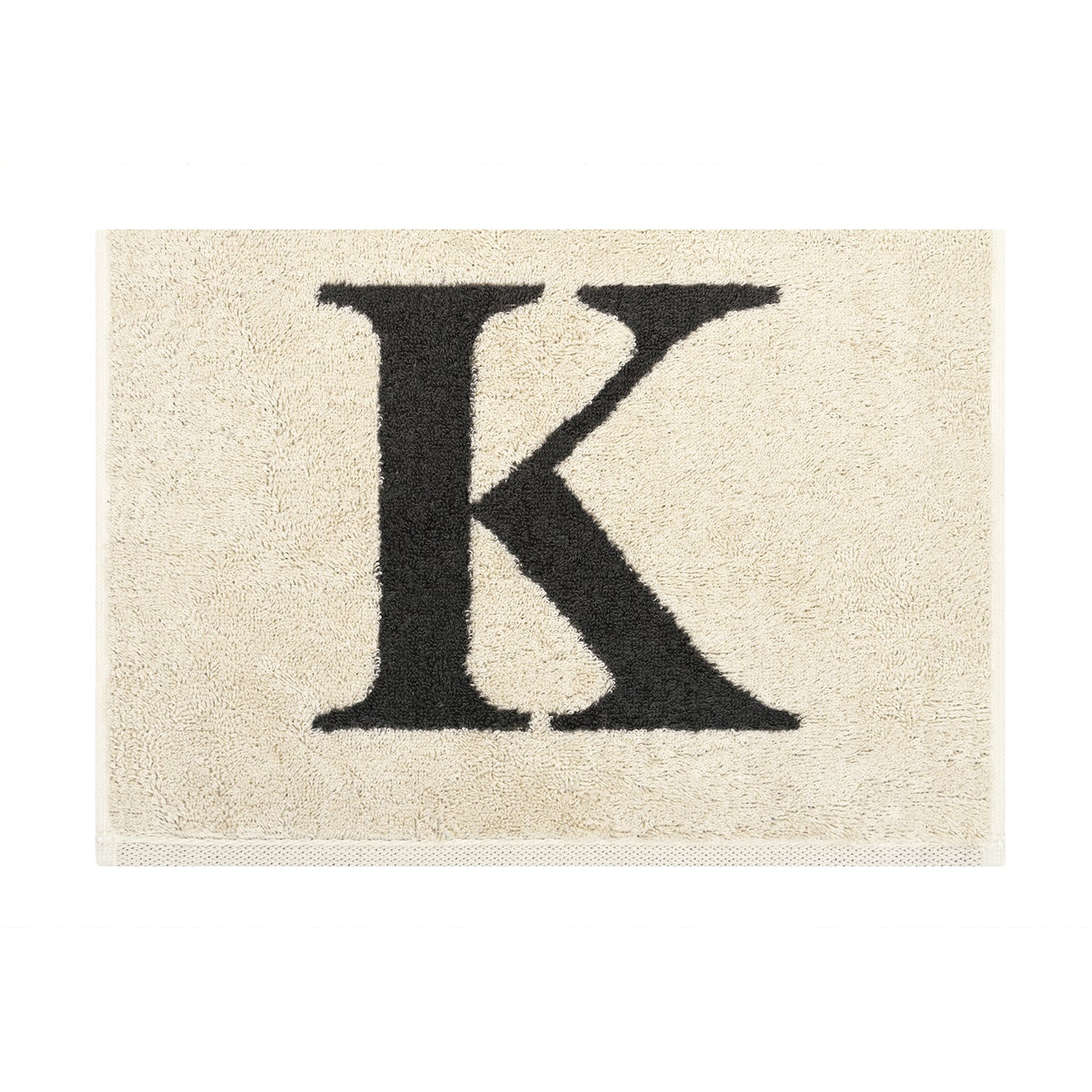 2er Set - Kleines Handtuch mit Buchstabe "K" – Natur / Dunkelgrau