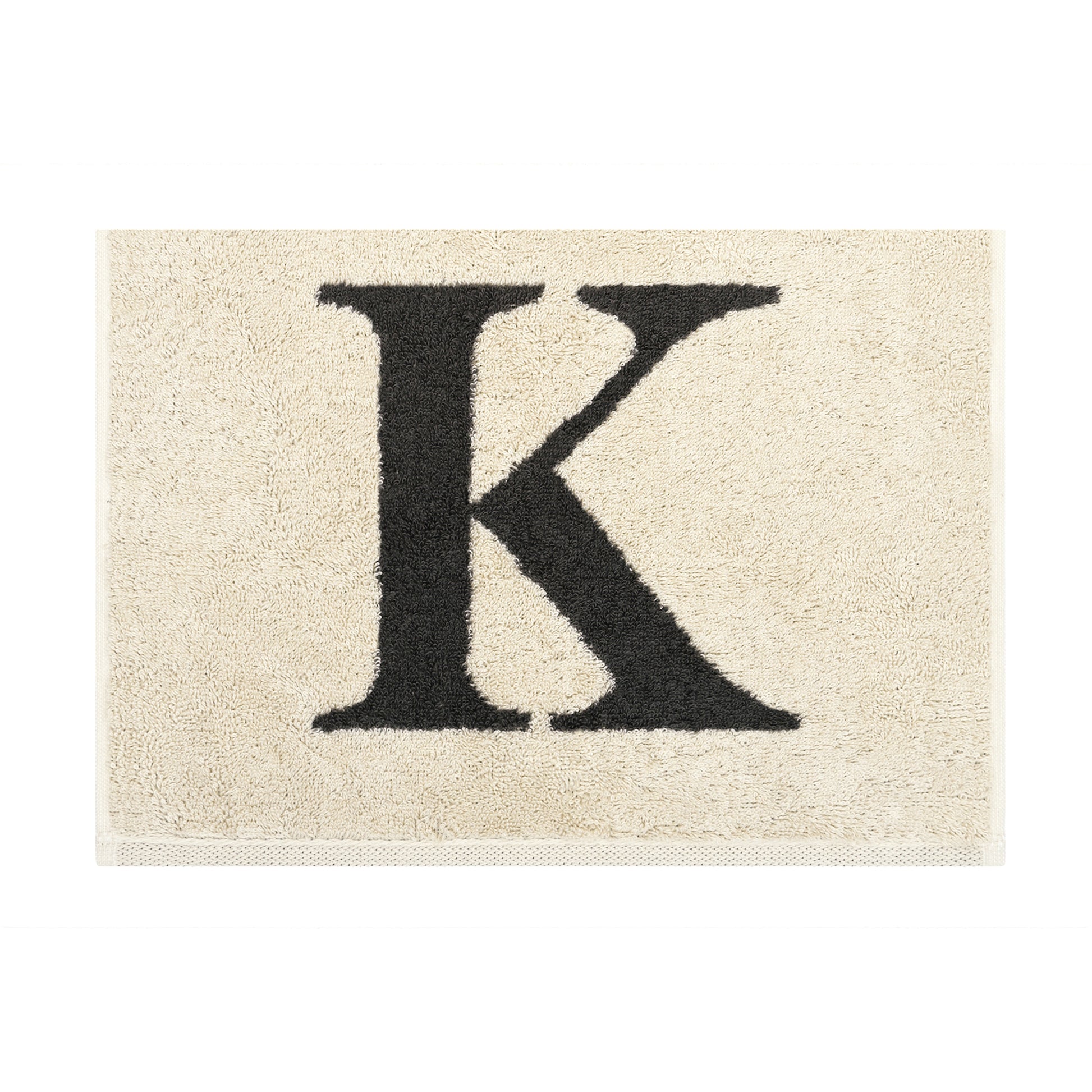 2er Set - Kleines Handtuch mit Buchstabe "K" – Natur / Dunkelgrau