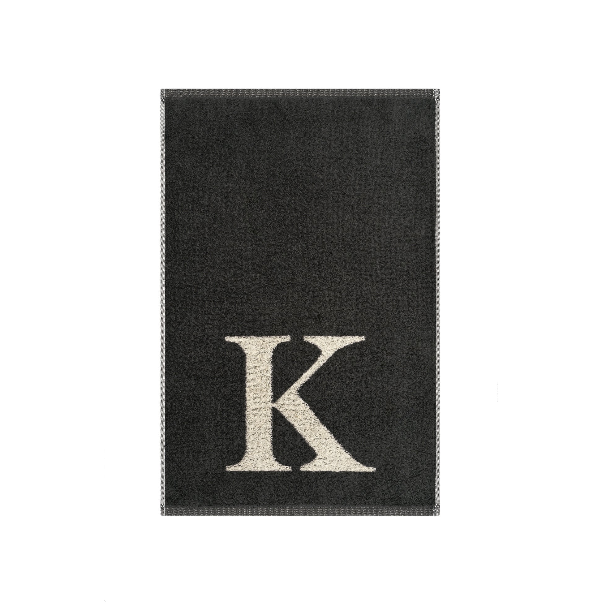 2er Set - Kleines Handtuch mit Buchstabe "K" – Natur / Dunkelgrau