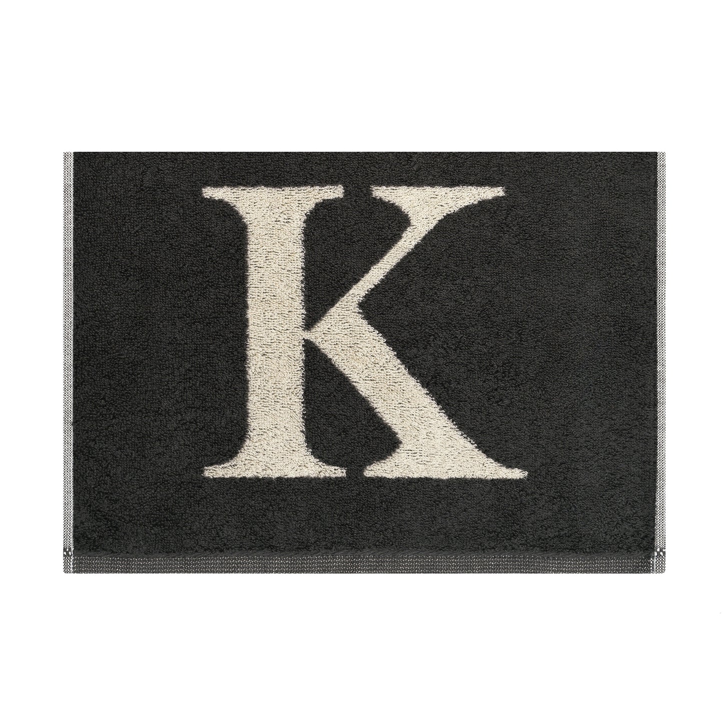 2er Set - Kleines Handtuch mit Buchstabe "K" – Natur / Dunkelgrau