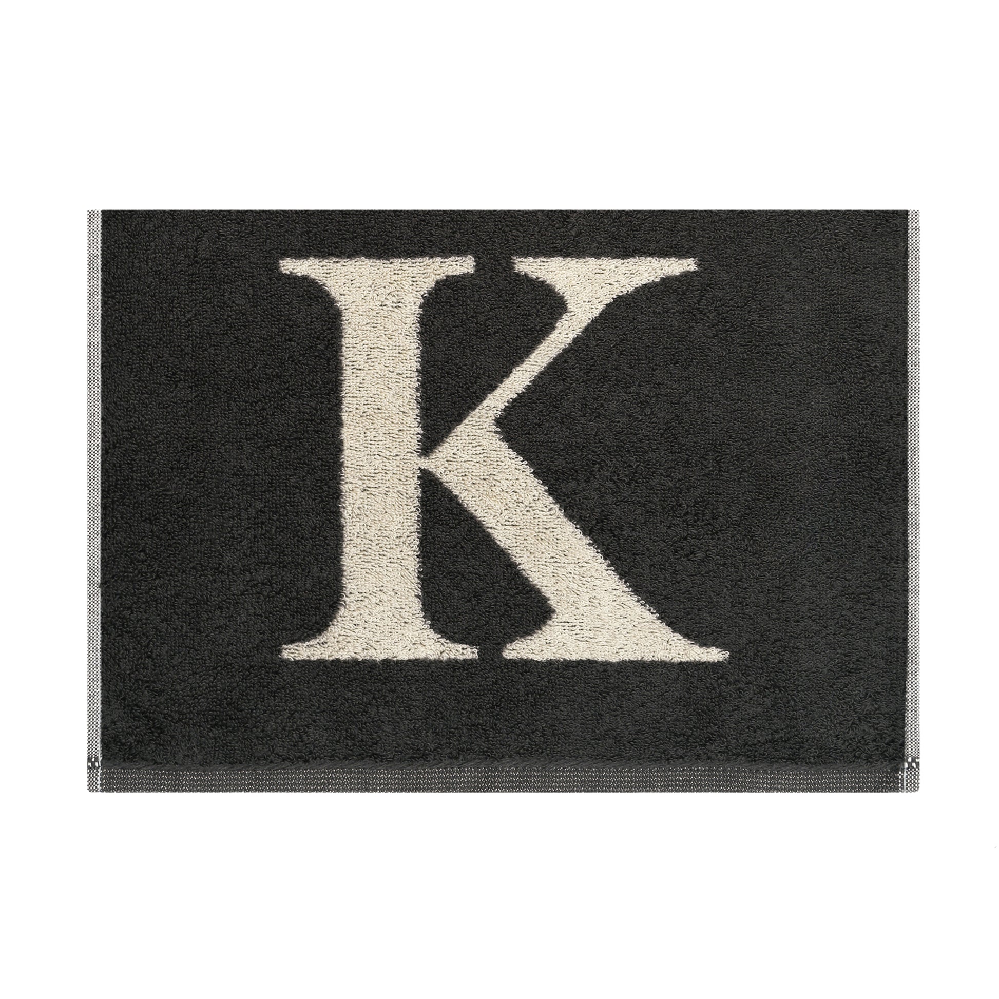 2er Set - Kleines Handtuch mit Buchstabe "K" – Natur / Dunkelgrau