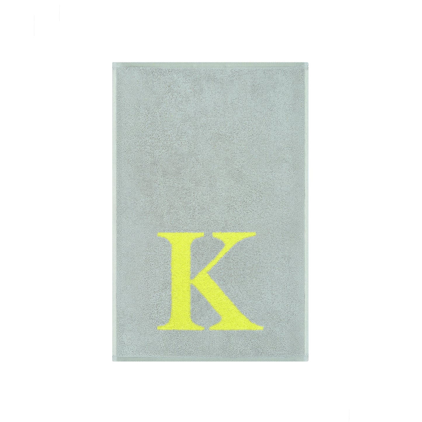 2er Set - Kleines Handtuch mit Buchstabe "K" – Silber / Lime