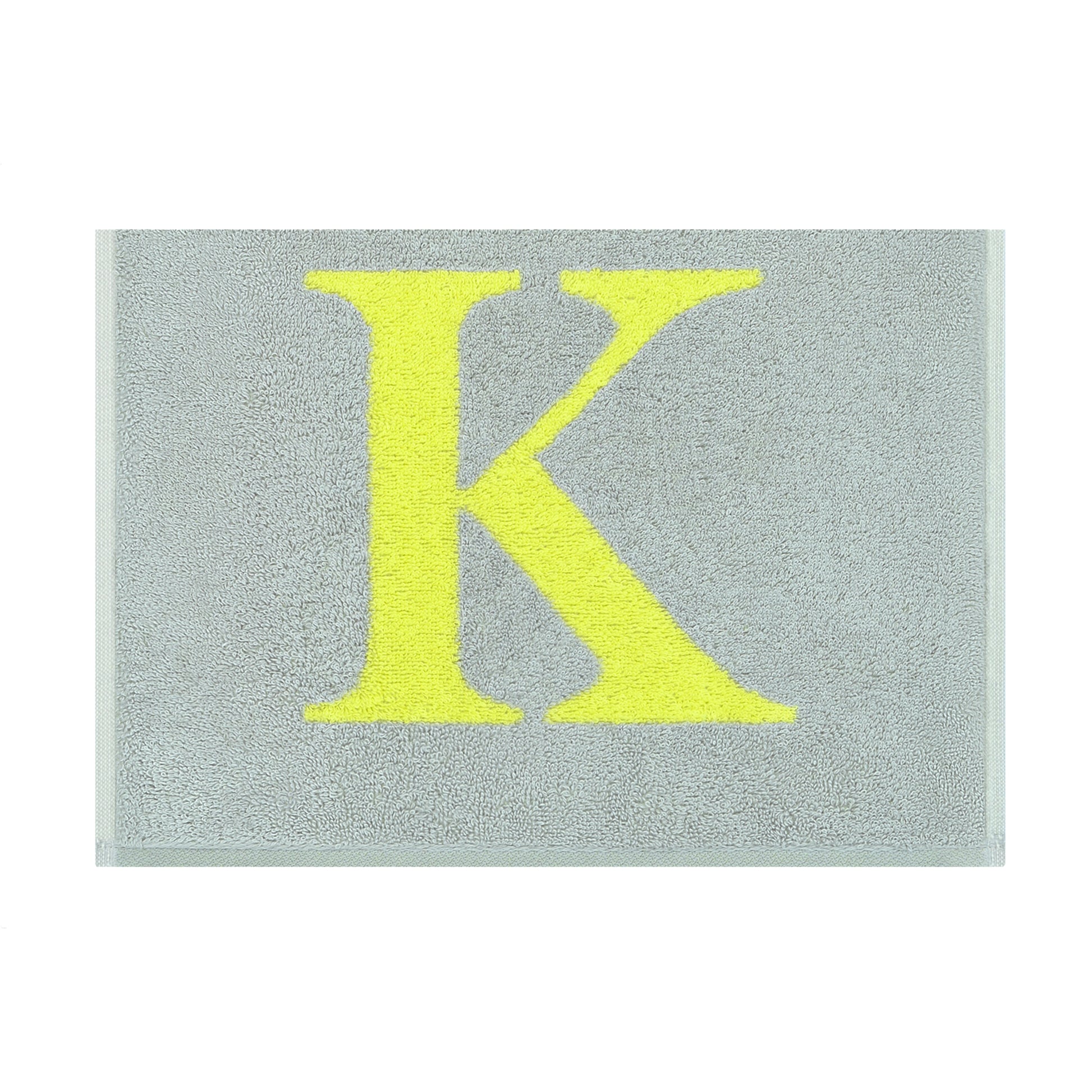 2er Set - Kleines Handtuch mit Buchstabe "K" – Silber / Lime