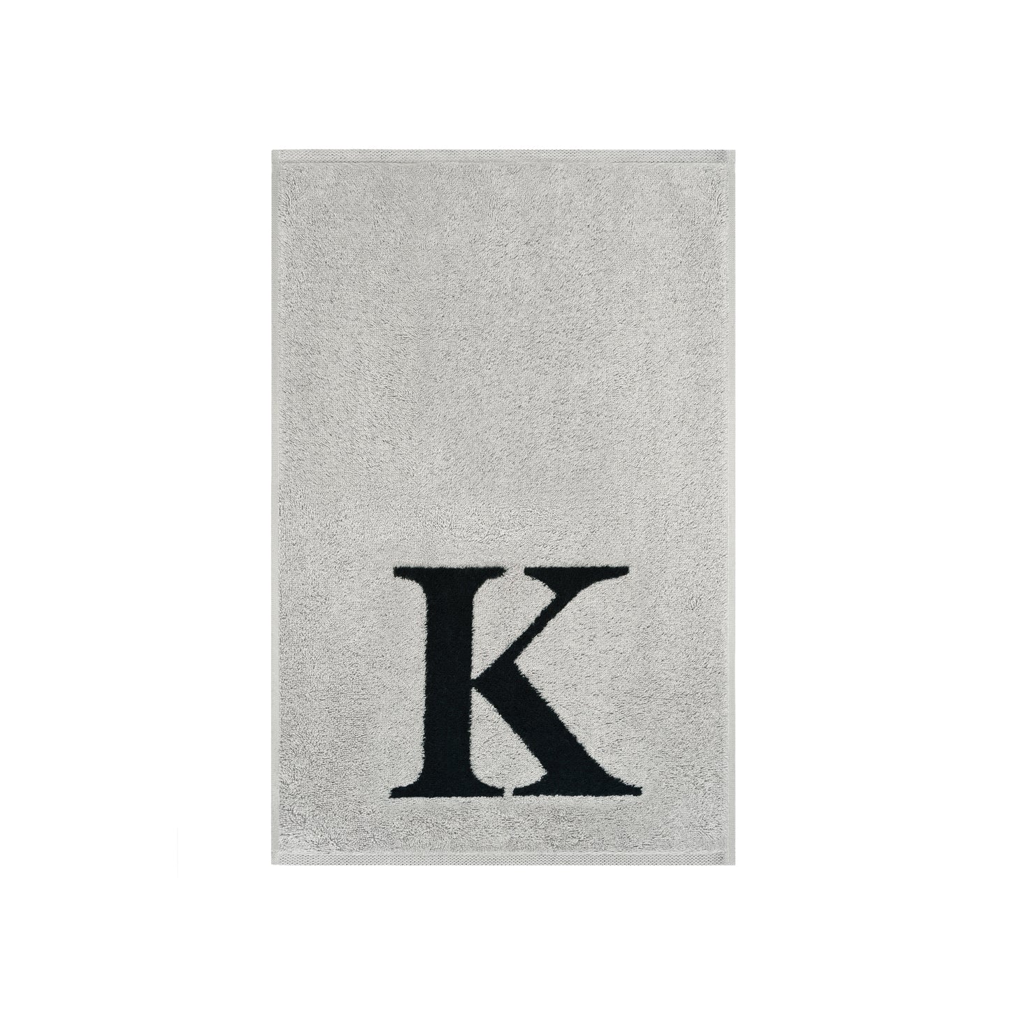 2er Set - Kleines Handtuch mit Buchstabe "K" – Silber / Schwarz