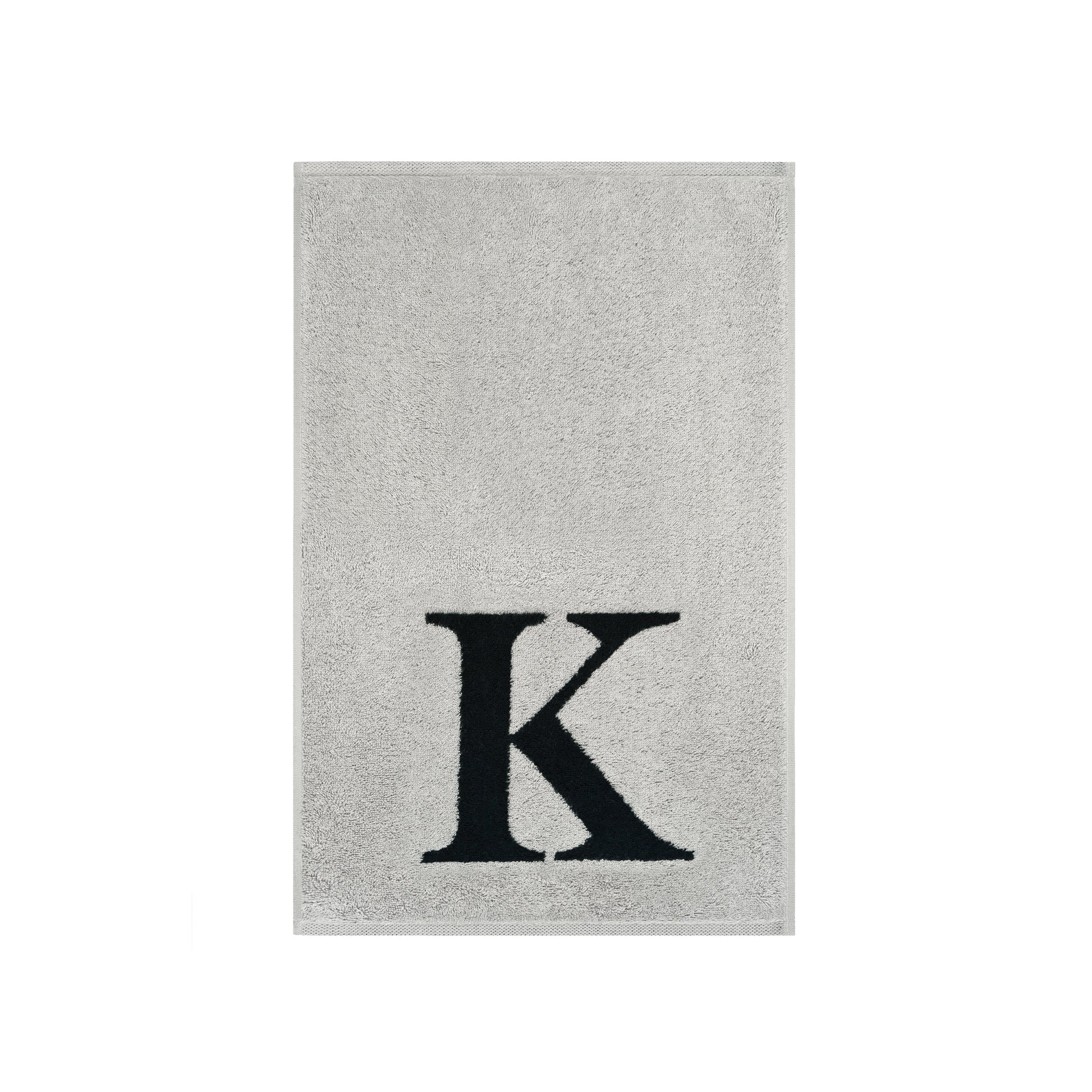 2er Set - Kleines Handtuch mit Buchstabe "K" – Silber / Schwarz
