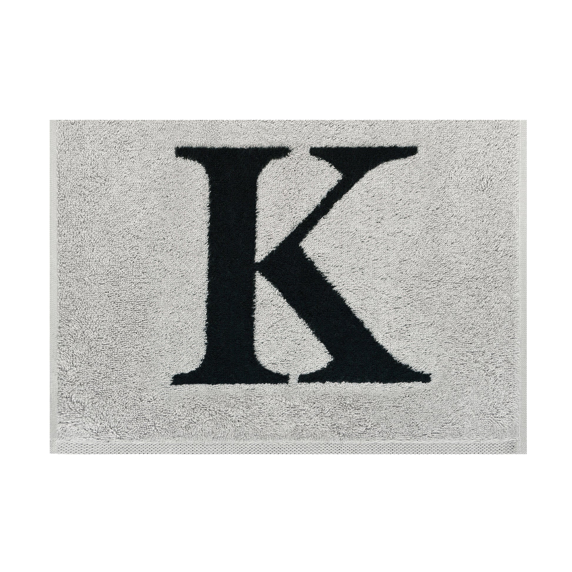 2er Set - Kleines Handtuch mit Buchstabe "K" – Silber / Schwarz