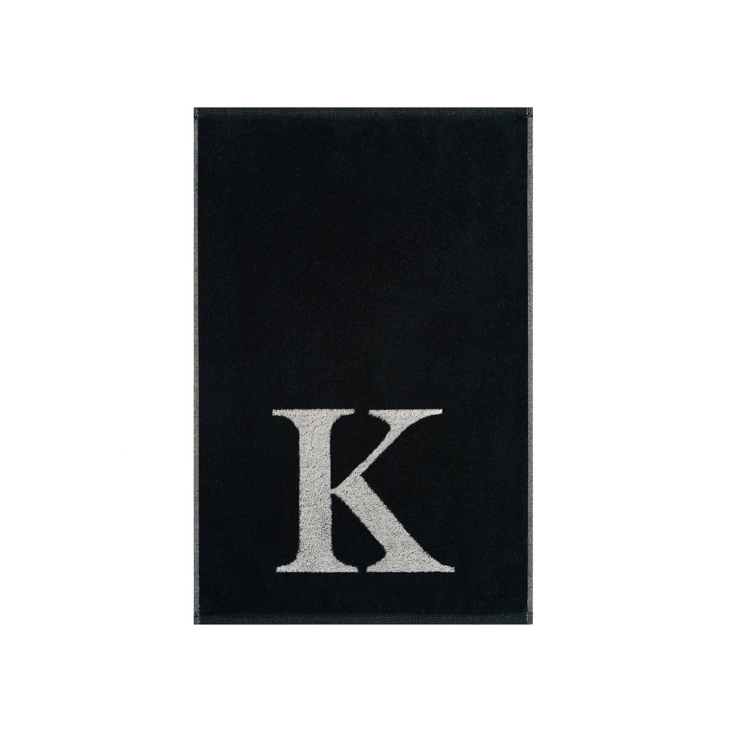 2er Set - Kleines Handtuch mit Buchstabe "K" – Silber / Schwarz