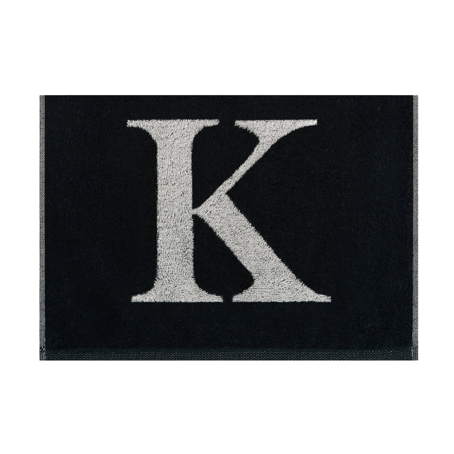 2er Set - Kleines Handtuch mit Buchstabe "K" – Silber / Schwarz