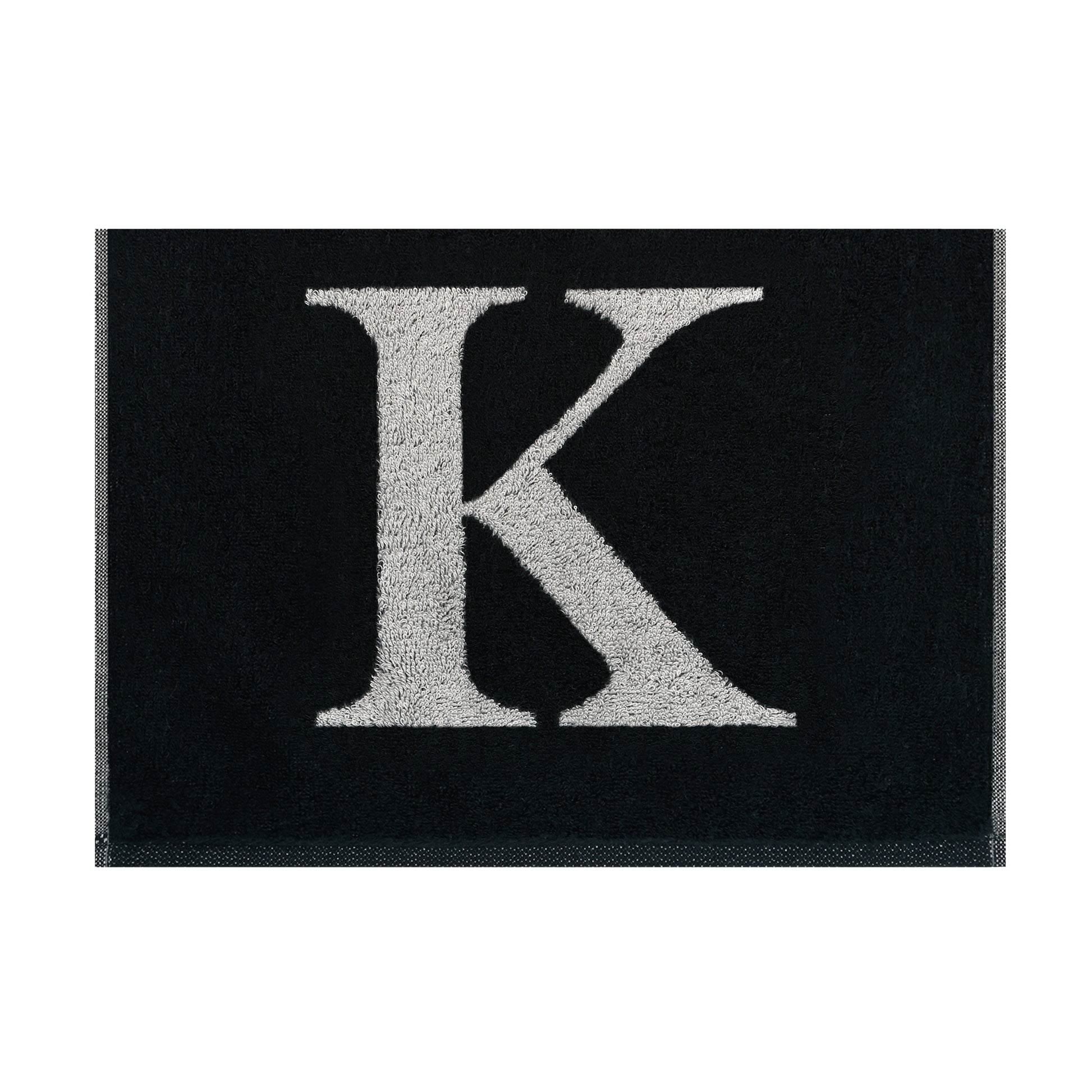 2er Set - Kleines Handtuch mit Buchstabe "K" – Silber / Schwarz