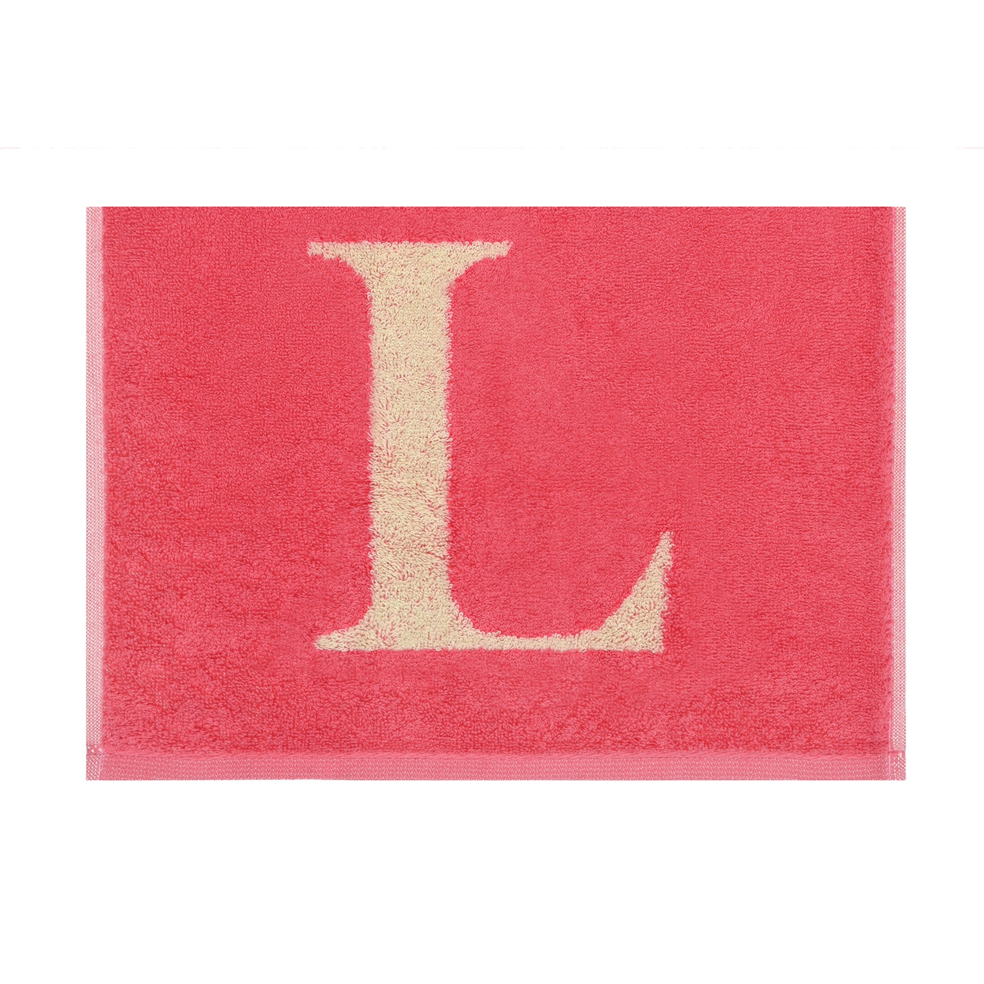 2er Set - Kleines Handtuch mit Buchstabe "L" – Natur / Pink / Orange